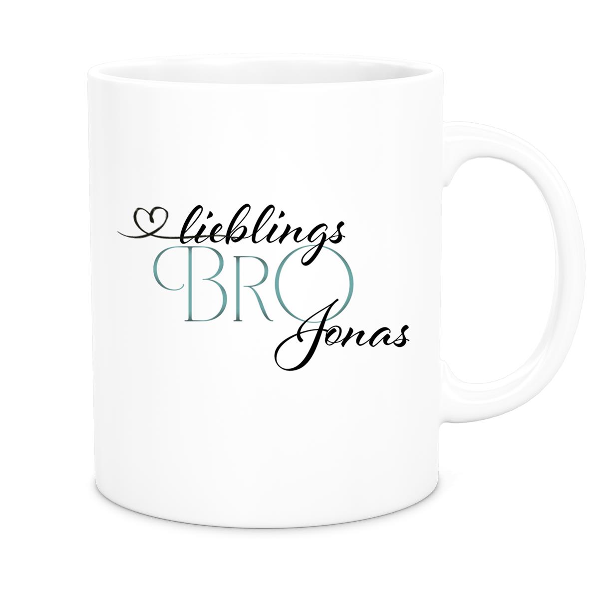 Tasse Wunschname Lieblings-Bro 1 personalisiert Keramik Becher versch. Farben