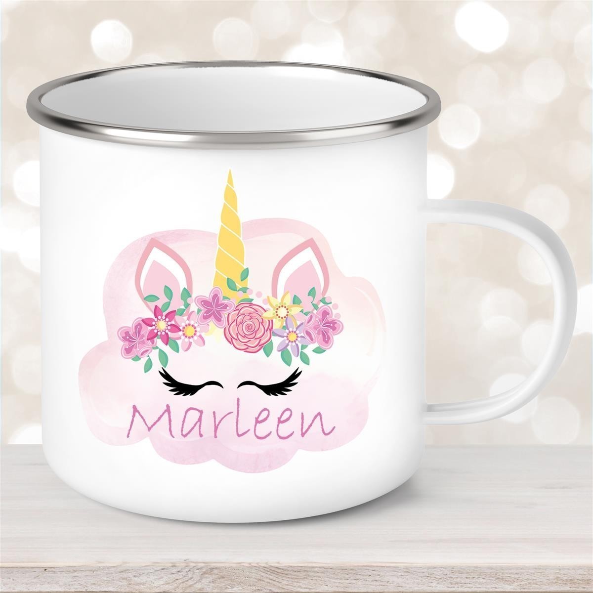 Tasse Einhorn #5 Wunschname Emaille Kinderbecher personalisiert Tasse Einhorn #5 Wunschname Emaille Kinderbecher personalisiert