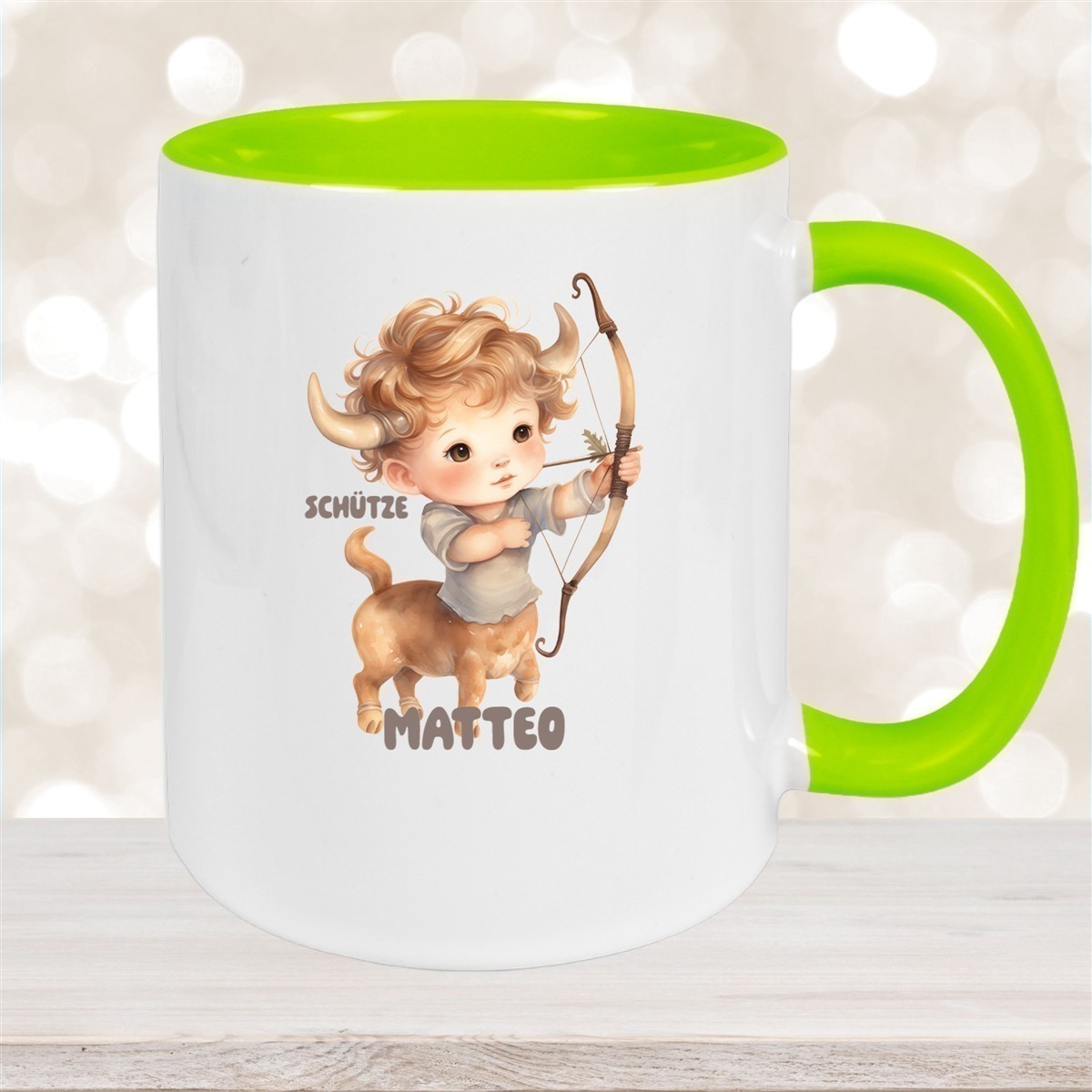 Tasse Sternzeichen Kinder Schütze #1 Wunschname Keramik Kinderbecher personalisiert versch. Farben