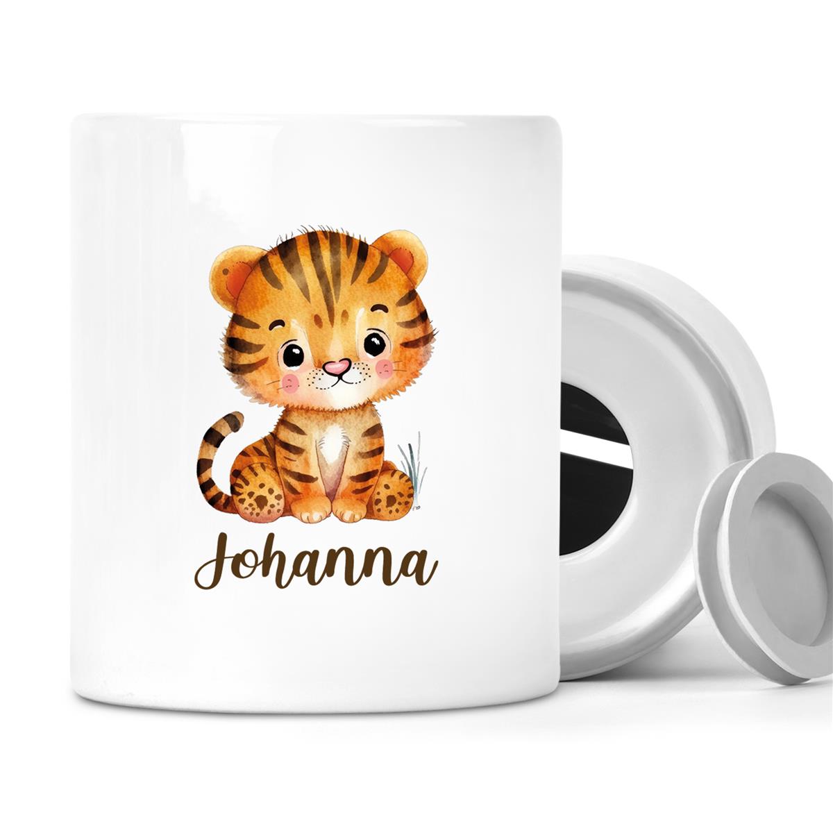Spardose mit Wunschname Tiger 1 personalisiert