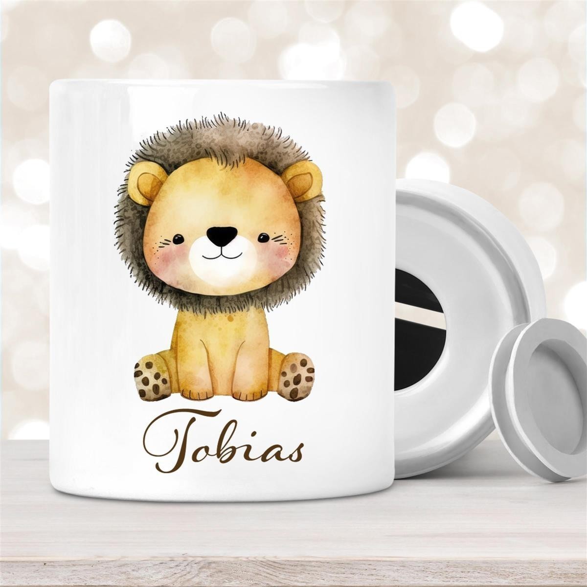 Spardose mit Wunschname Löwe #1 personalisiert Spardose mit Wunschname Löwe #1 personalisiert