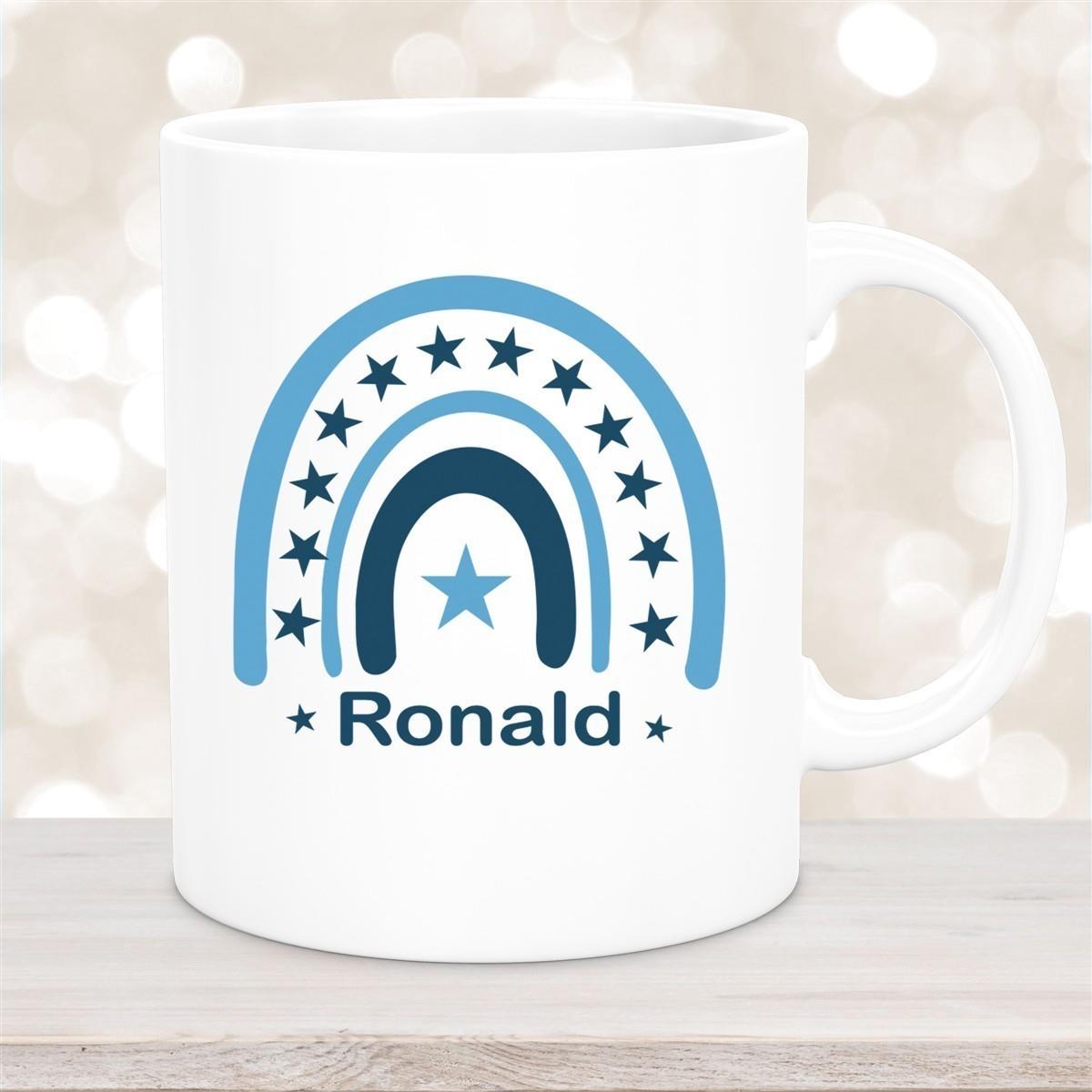 Tasse Wunschname Regenbogen 3 Keramik Kinderbecher versch. Farben