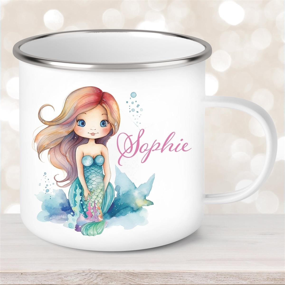 Tasse Wunschname Meerjungfrau #2 Emaille Kinderbecher Tasse Wunschname Meerjungfrau #2 Emaille Kinderbecher