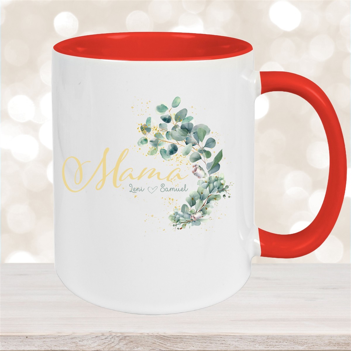 Tasse Muttertag #8 Wunschnamen Keramik Personalisiert Rot