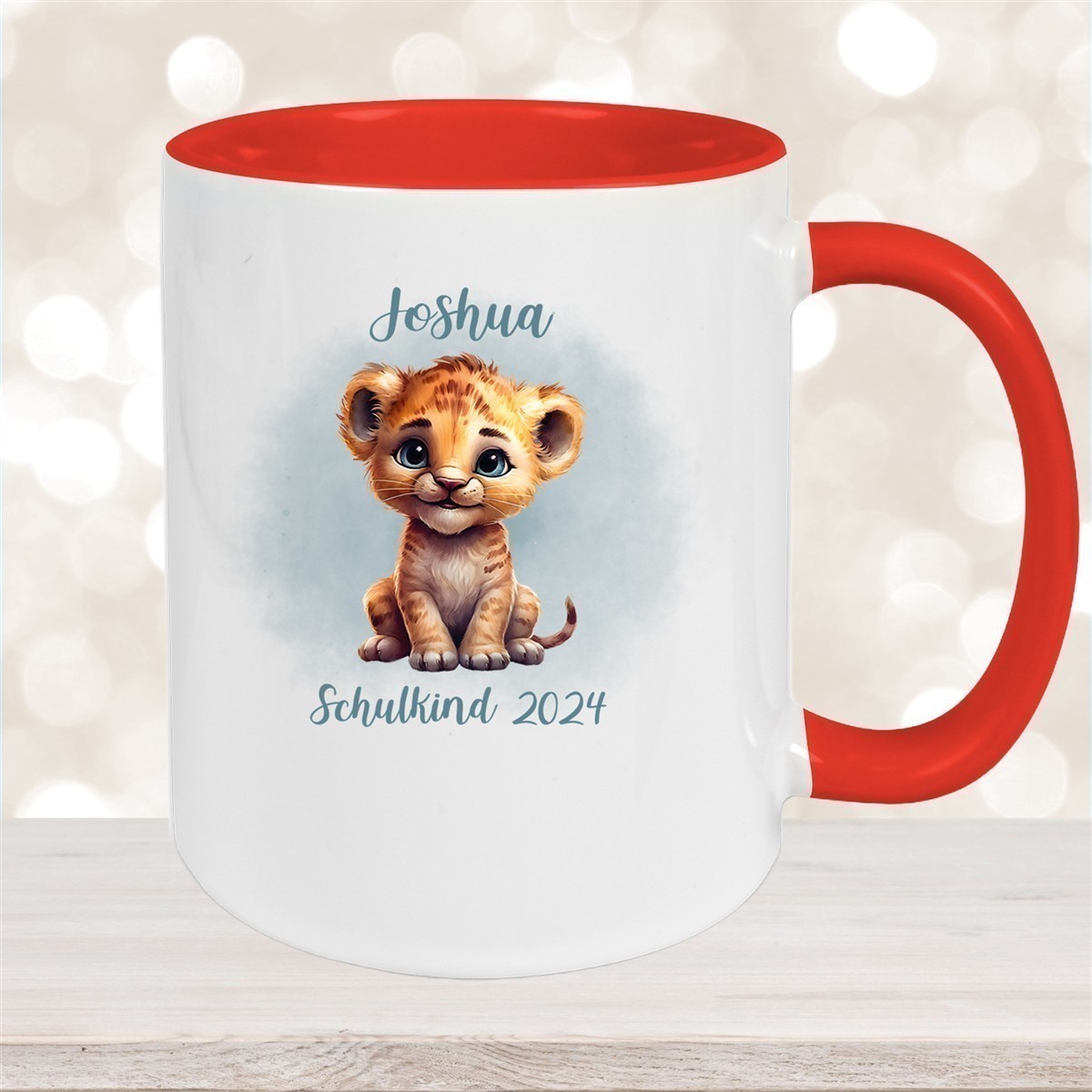 Tasse Schulkind #07 Wunschname Tiger #1 Keramik Kinderbecher Personalisiert versch. Farben