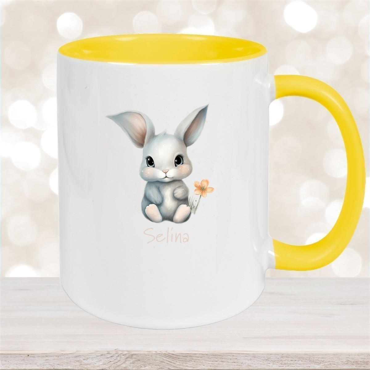 Tasse Ostern - Hase 2 Wunschnamen Keramik personalisiert versch. Farben
