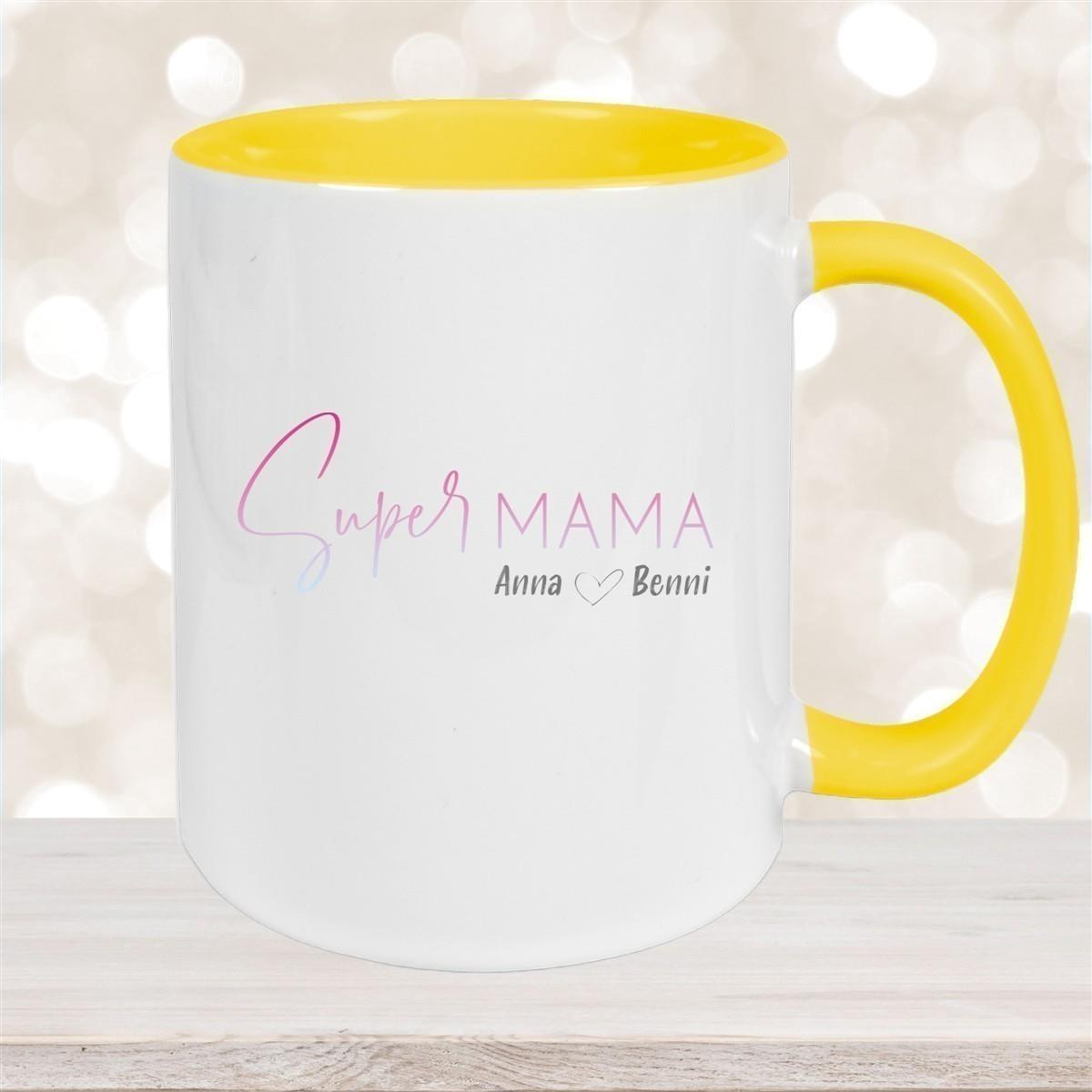 Tasse Muttertag 4 Wunschnamen Keramik Personalisiert versch. Farben