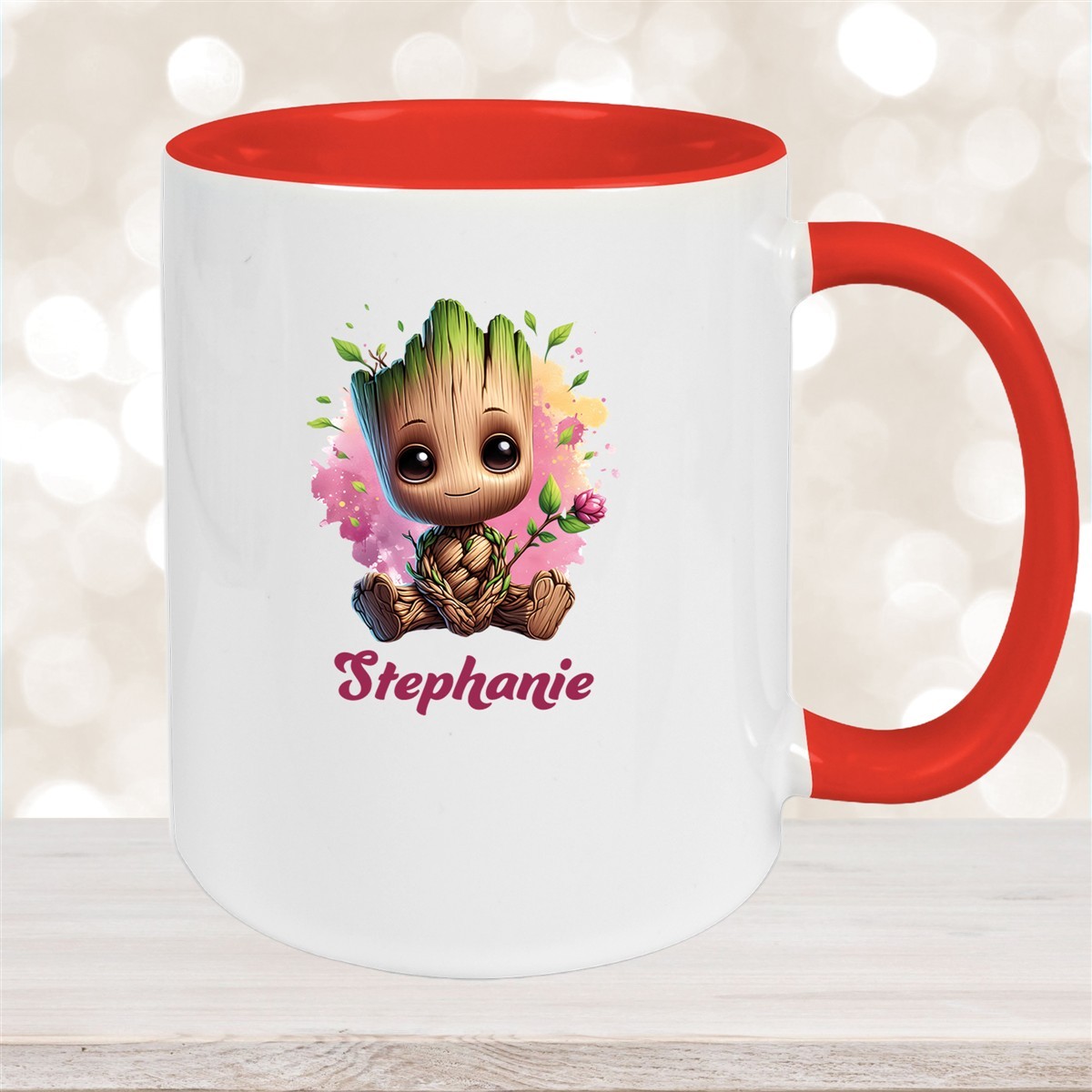 Tasse Baby-Groot #3 Wunschname Keramik Kinderbecher personalisiert Rot
