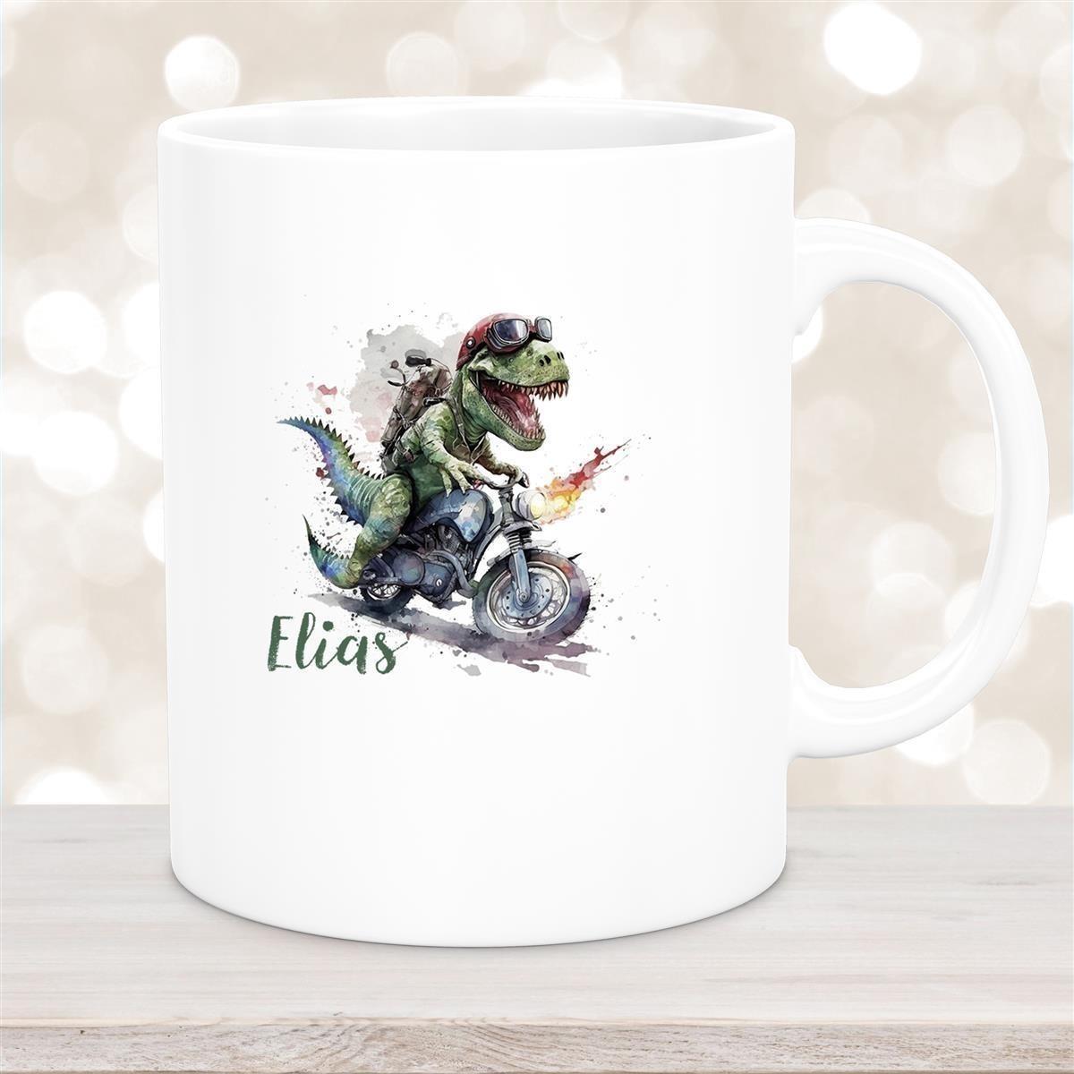 Tasse Dino 5 Wunschname Keramik Kinderbecher Personalisiert versch. Farben