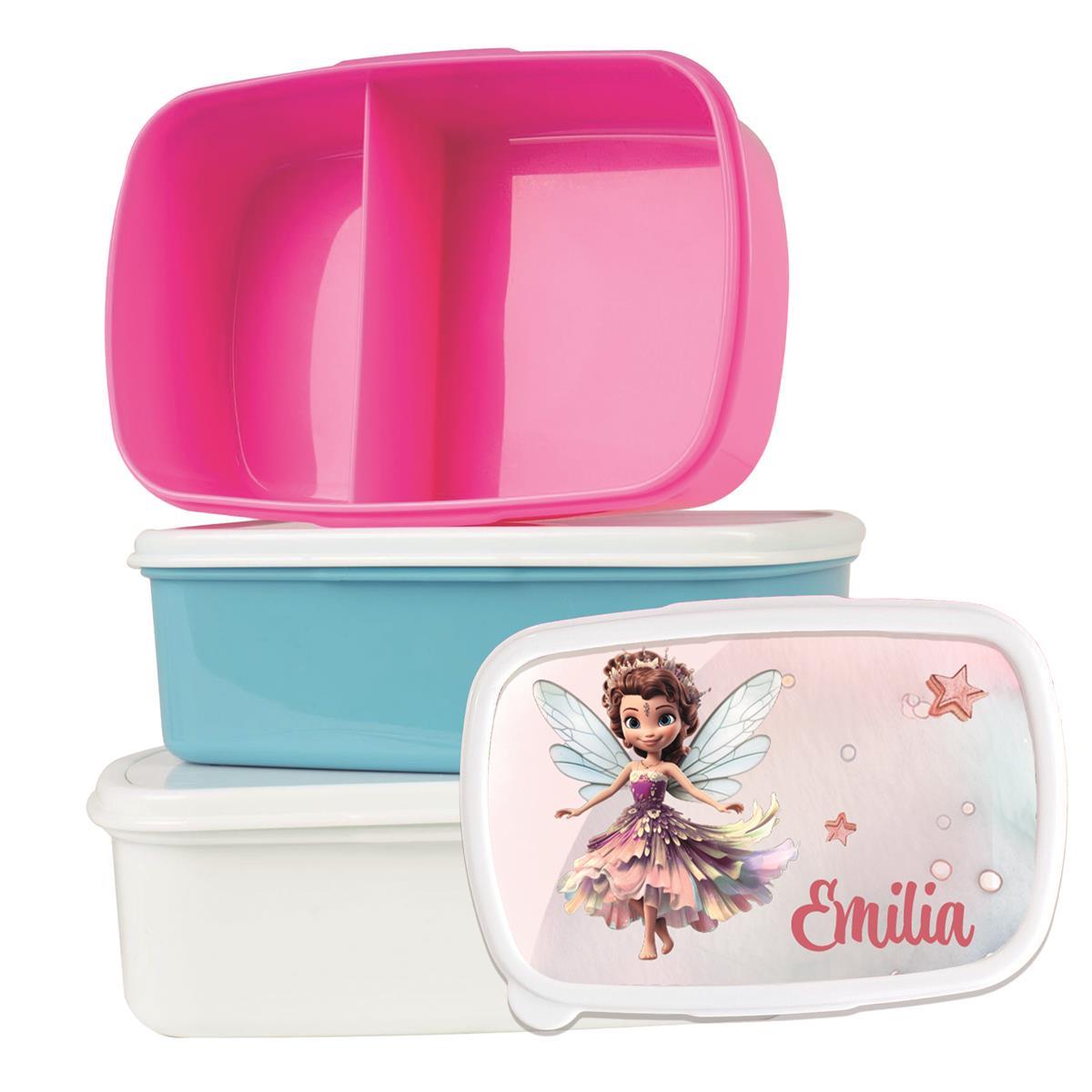 Brotdose mit Namen Fee 01 – Personalisierte Lunchbox für Schule & Kindergarten versch. Farben