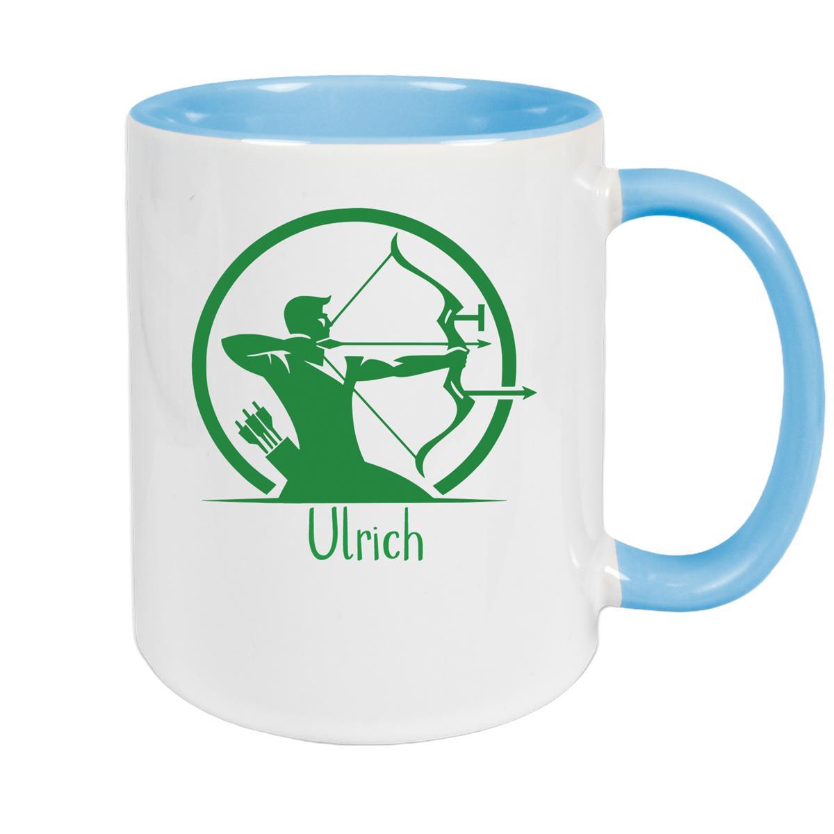 Tasse Bogenschütze 1 Wunschname Keramik personalisiert versch. Farben