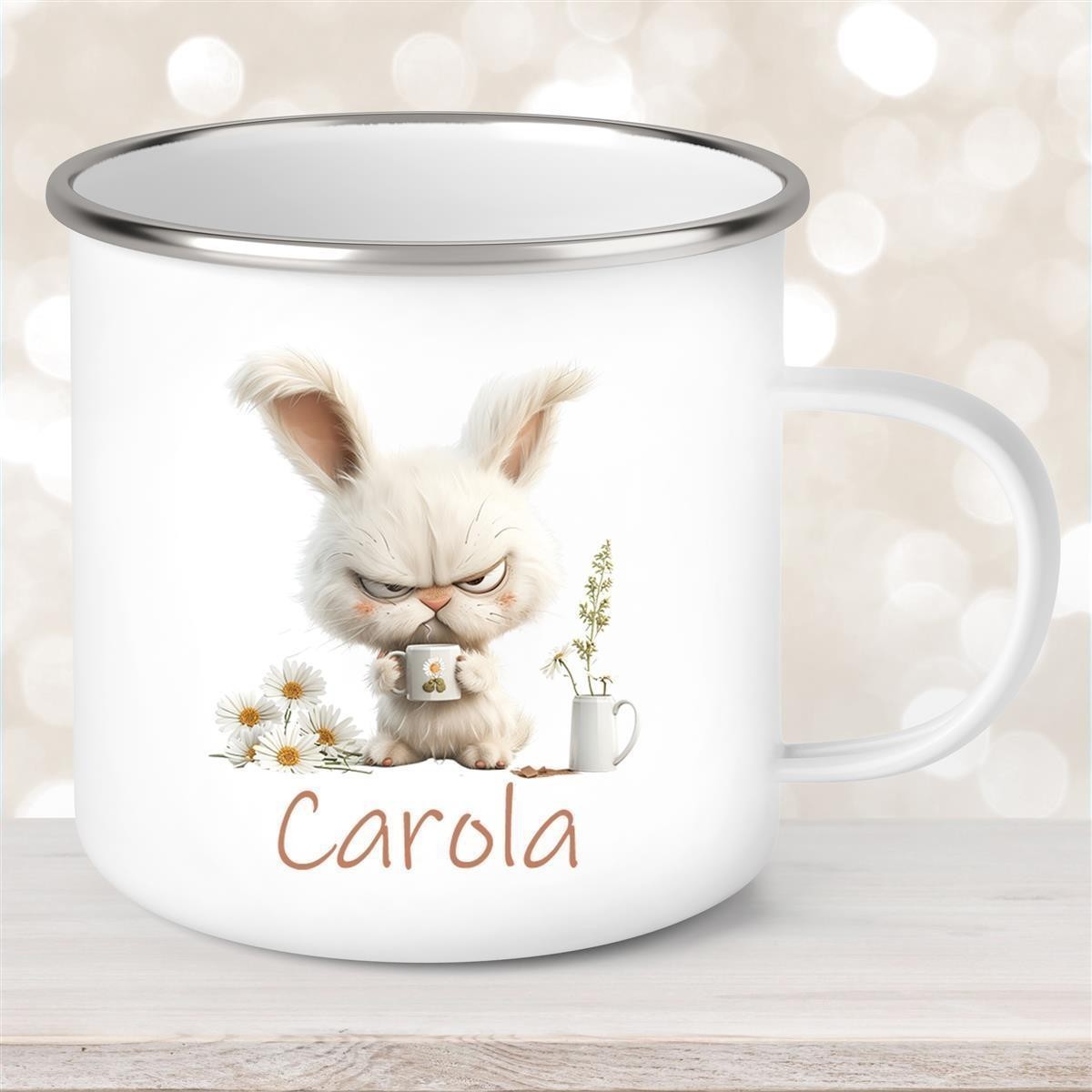 Tasse Ostern Grumpy-Bunny #1 Wunschnamen personalisiert Emaillie Tasse Ostern Grumpy-Bunny #1 Wunschnamen personalisiert Emaillie