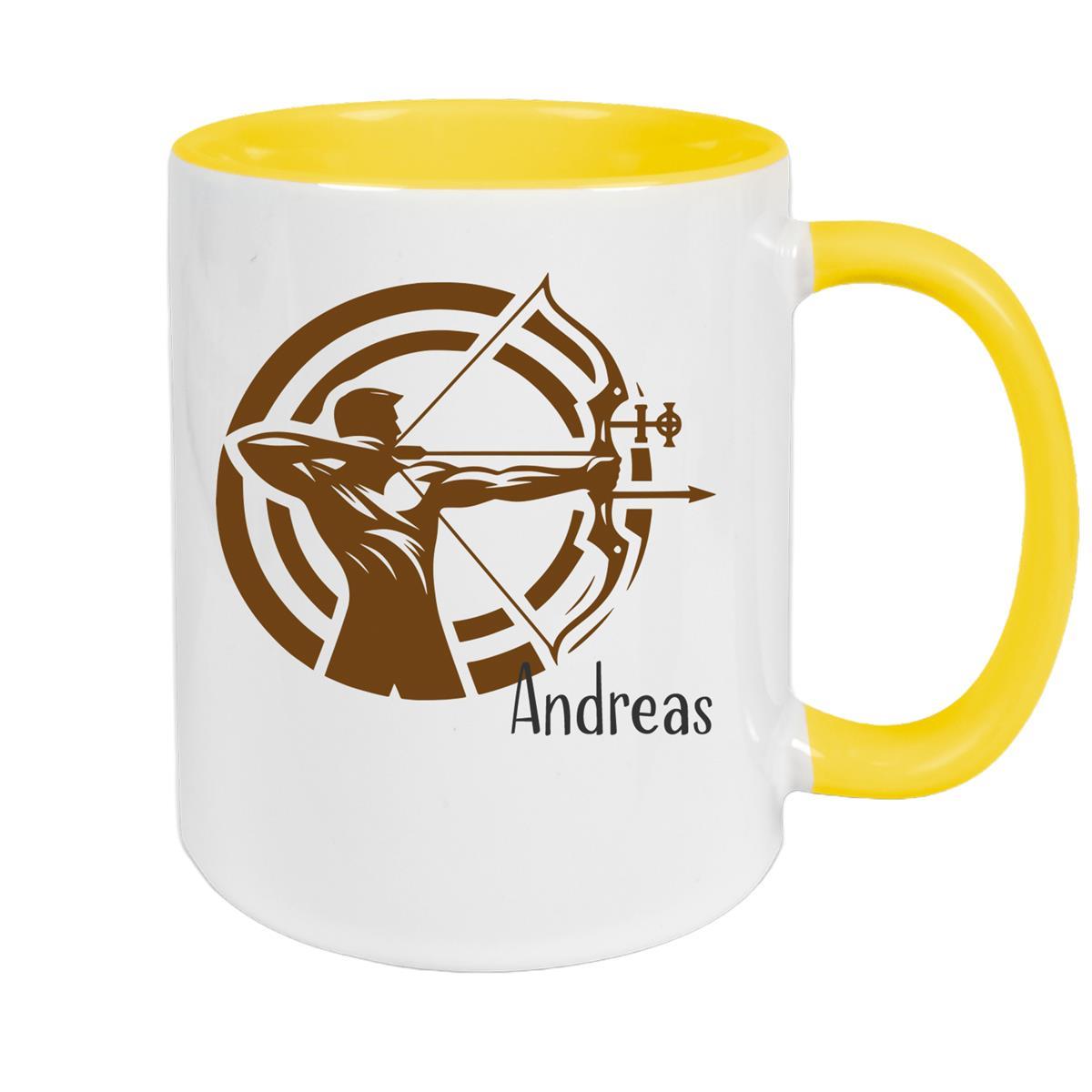 Tasse Bogenschütze 2 Wunschname Keramik personalisiert versch. Farben