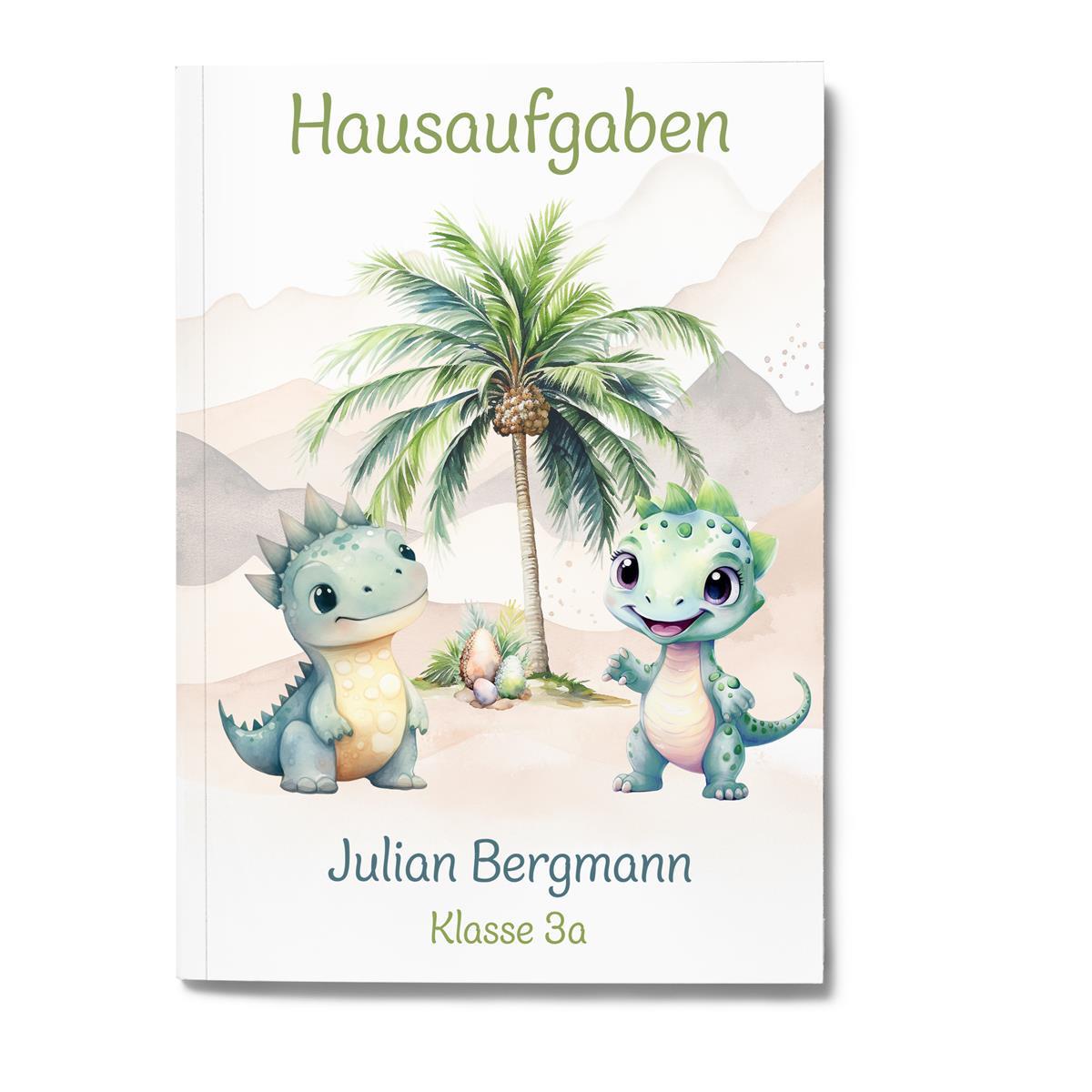 Hausaufgabenheft Dino 1 DIN A5 - 48 Blatt mit Name und Klasse