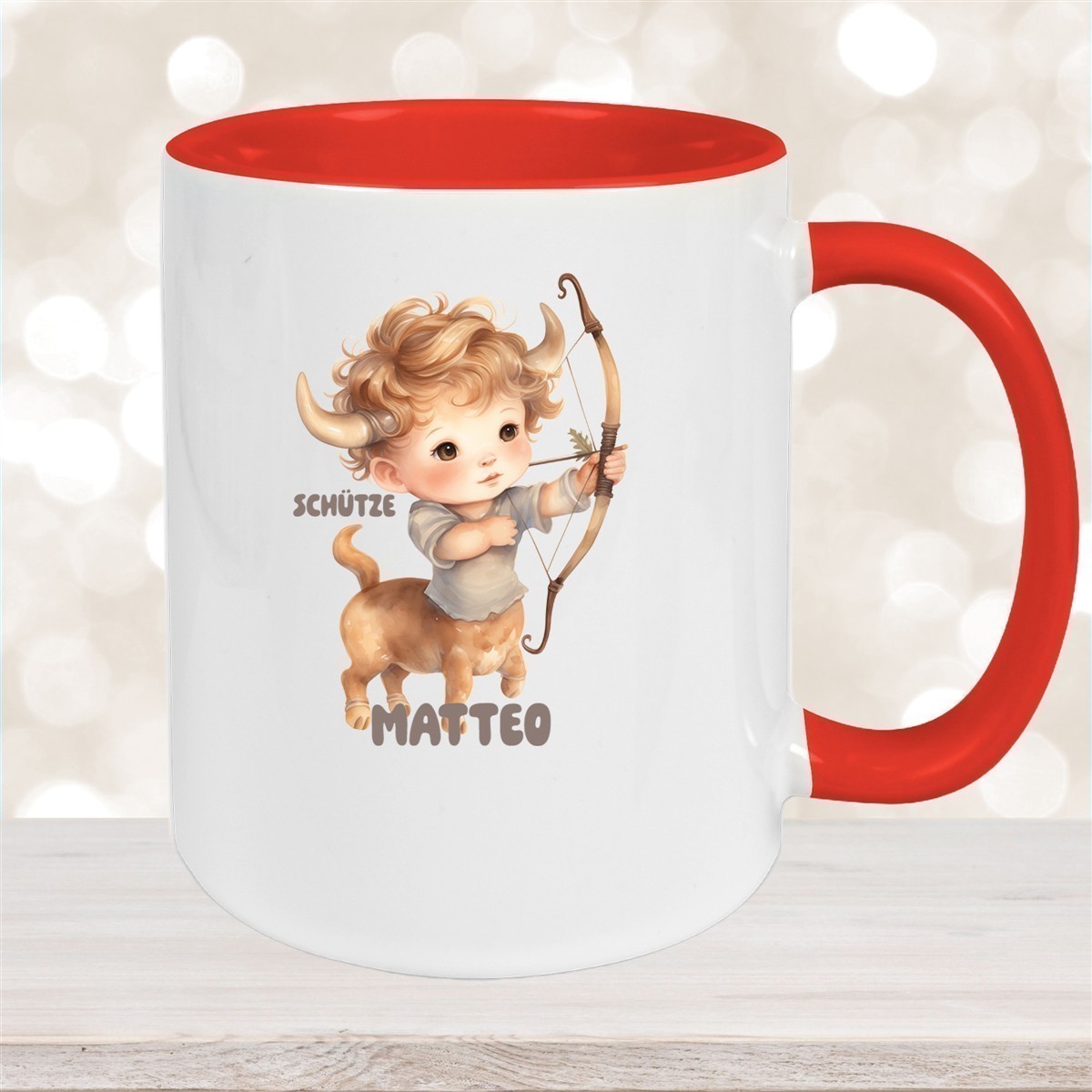 Tasse Sternzeichen Kinder Schütze #1 Wunschname Keramik Kinderbecher personalisiert versch. Farben