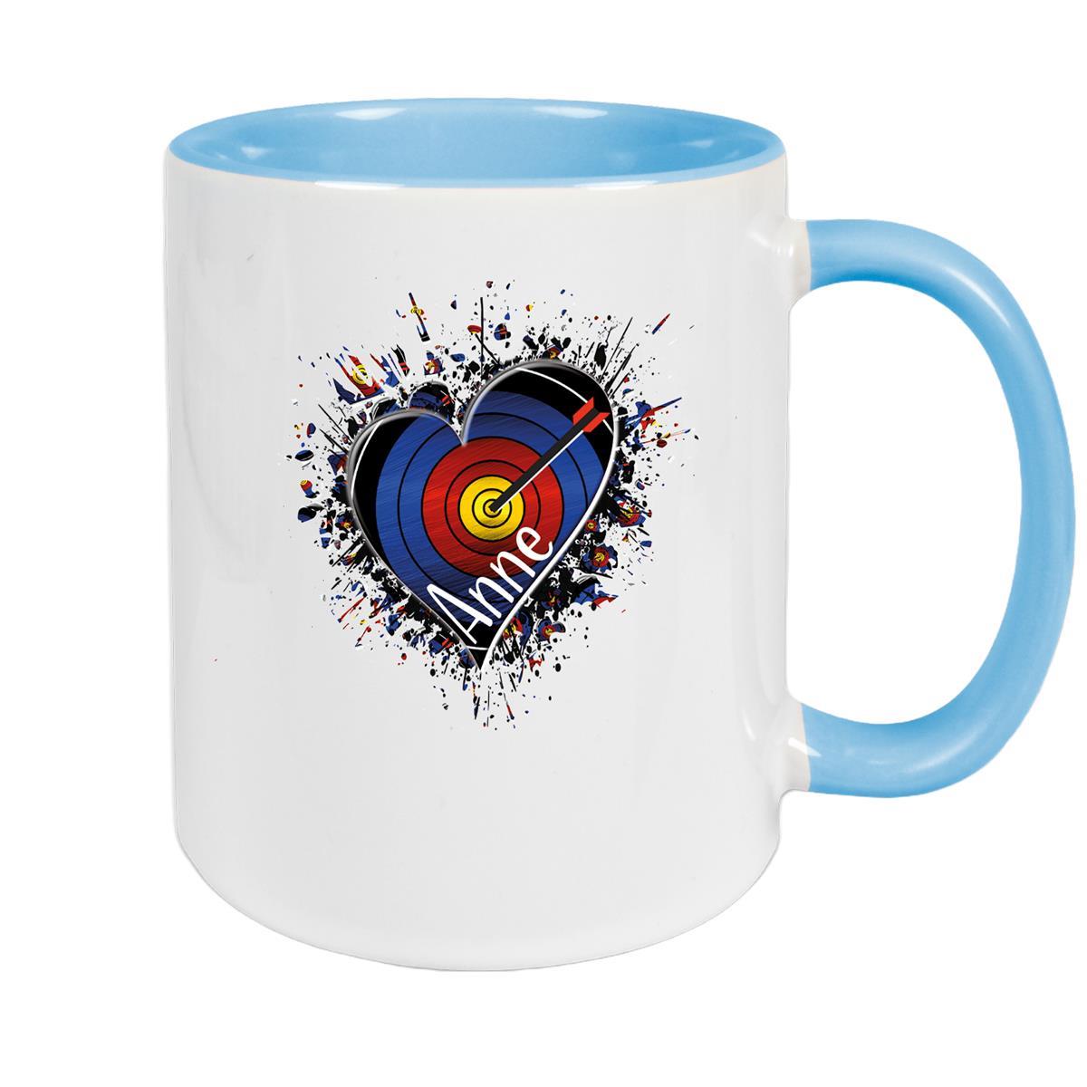 Tasse Bogenschütze 4 Wunschname Keramik personalisiert versch. Farben