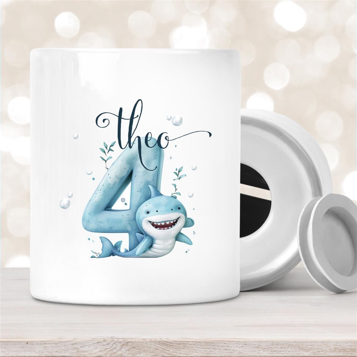 Spardose mit Wunschname Hai Zahl #1 personalisiert Spardose mit Wunschname Hai Zahl #1 personalisiert