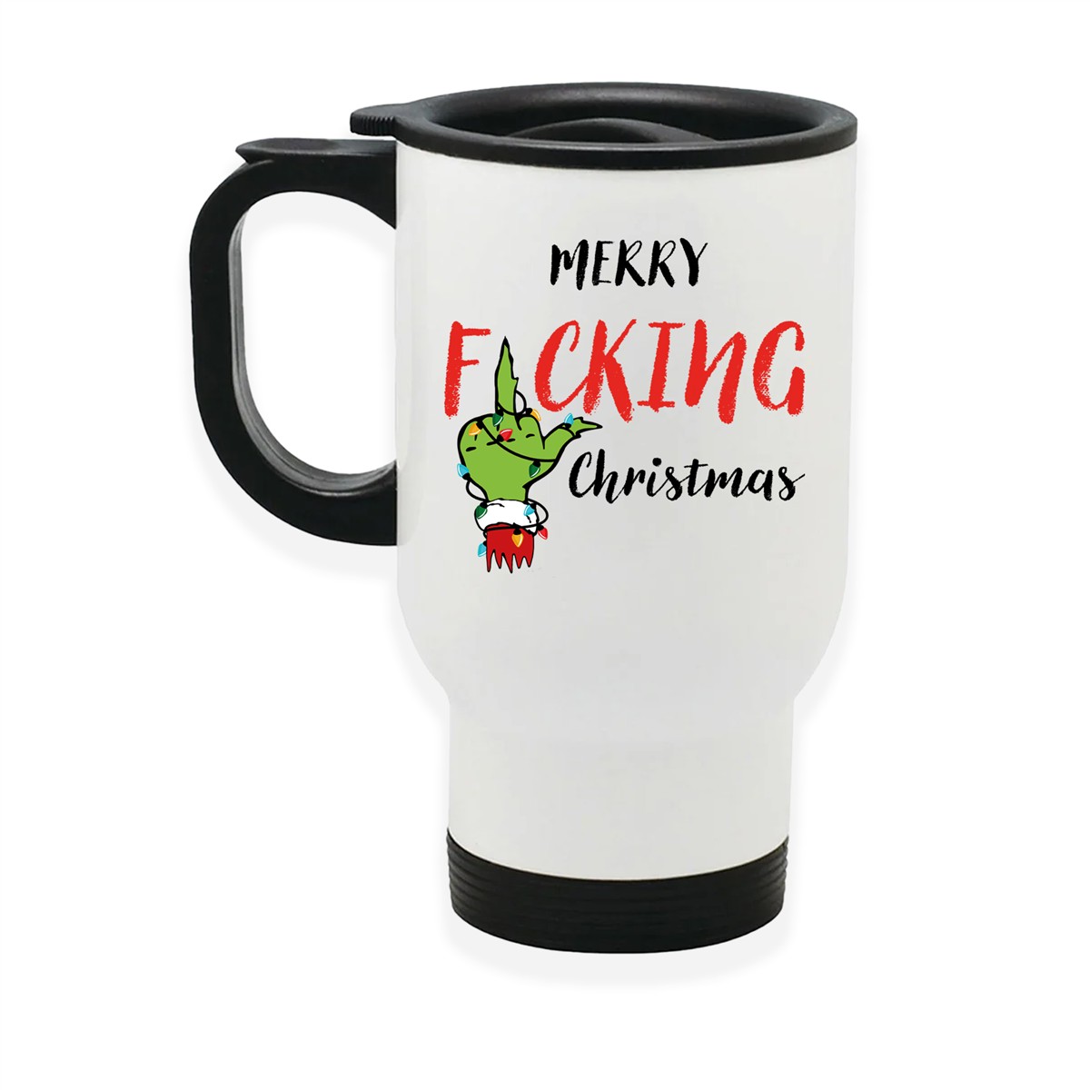 Edelstahl-Thermobecher mit Deckel Weihnachten Grinch 7# personalisiert weiß