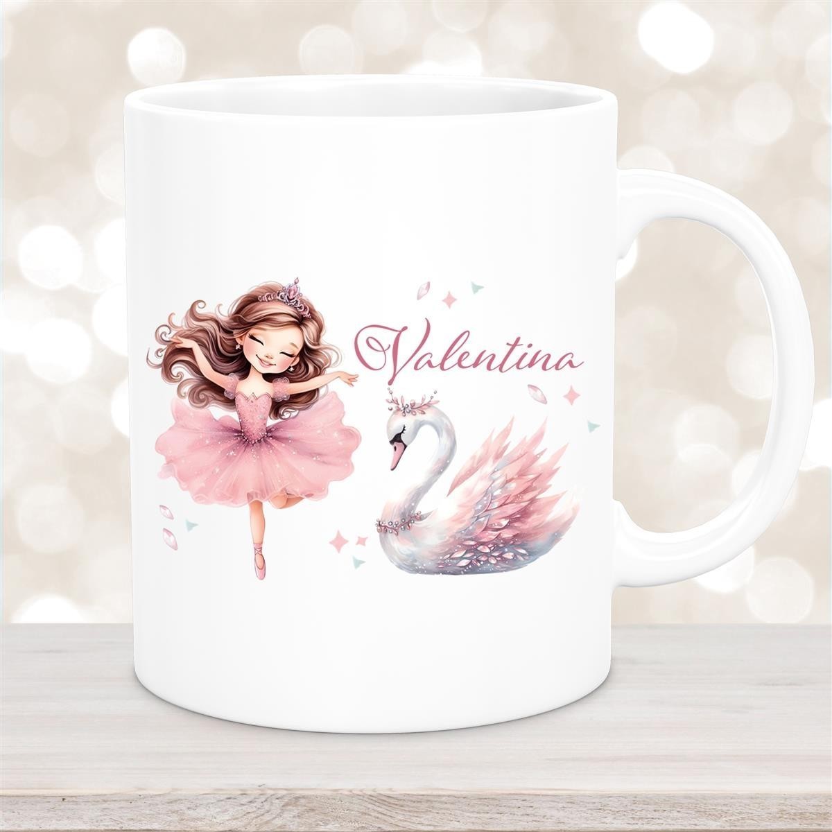 Tasse Ballerina #2 Wunschname Keramik Kinderbecher personalisiert Weiß Tasse Ballerina #2 Wunschname Keramik Kinderbecher personalisiert Weiß