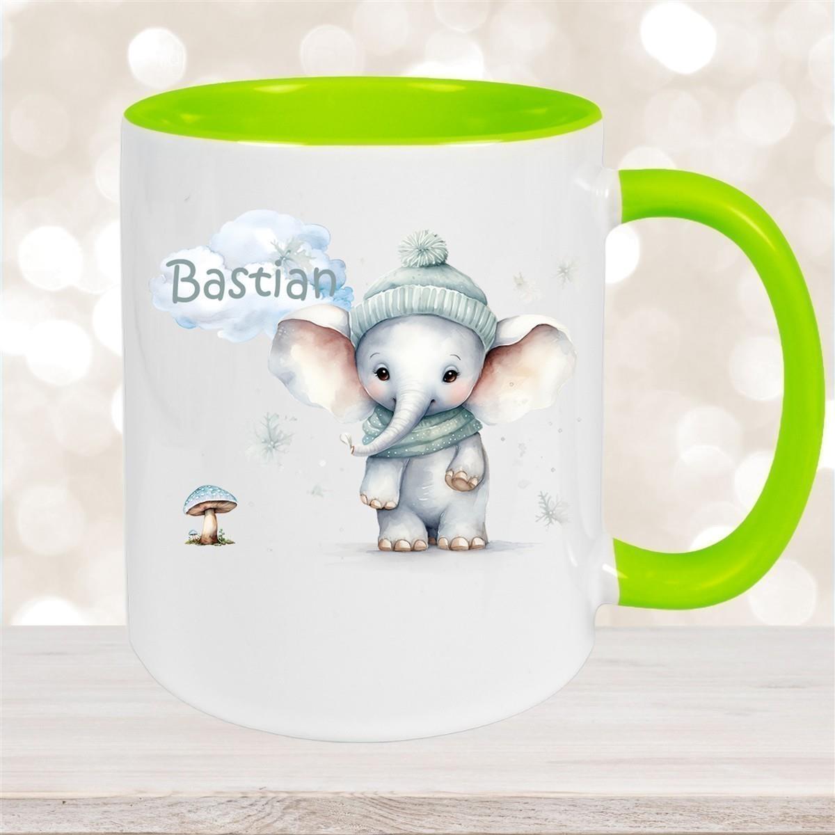 Tasse Wunschname Weihnachten Elefant 1 Keramik Kinderbecher versch. Farben