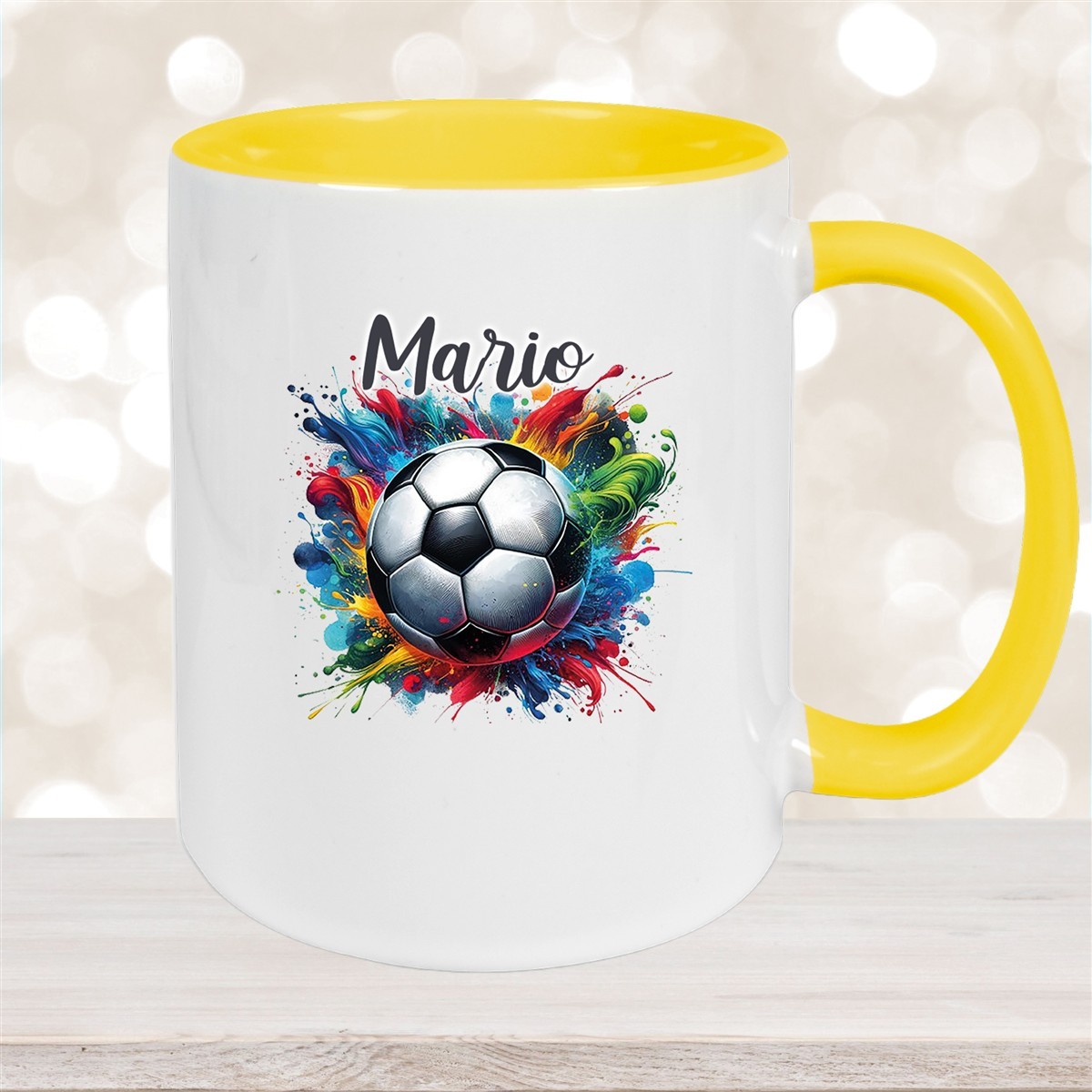 Tasse Wunschname Fußball #12 Personalisiert Keramik Kinderbecher versch. Farben