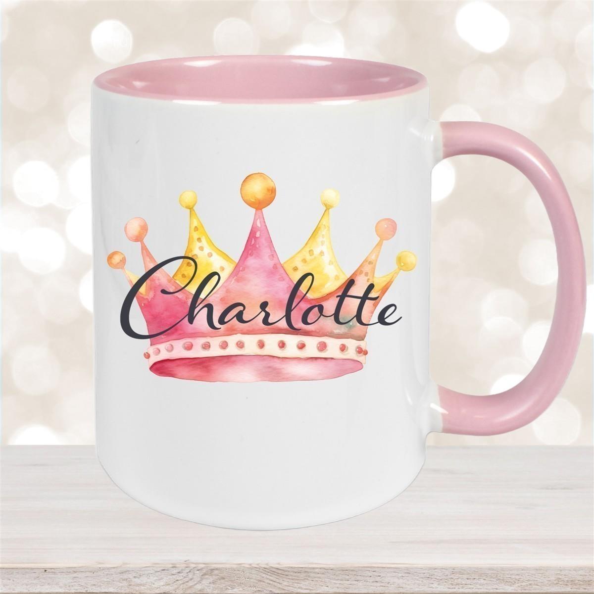 Tasse Krone 2 Wunschname Keramik Kinderbecher personalisiert versch. Farben