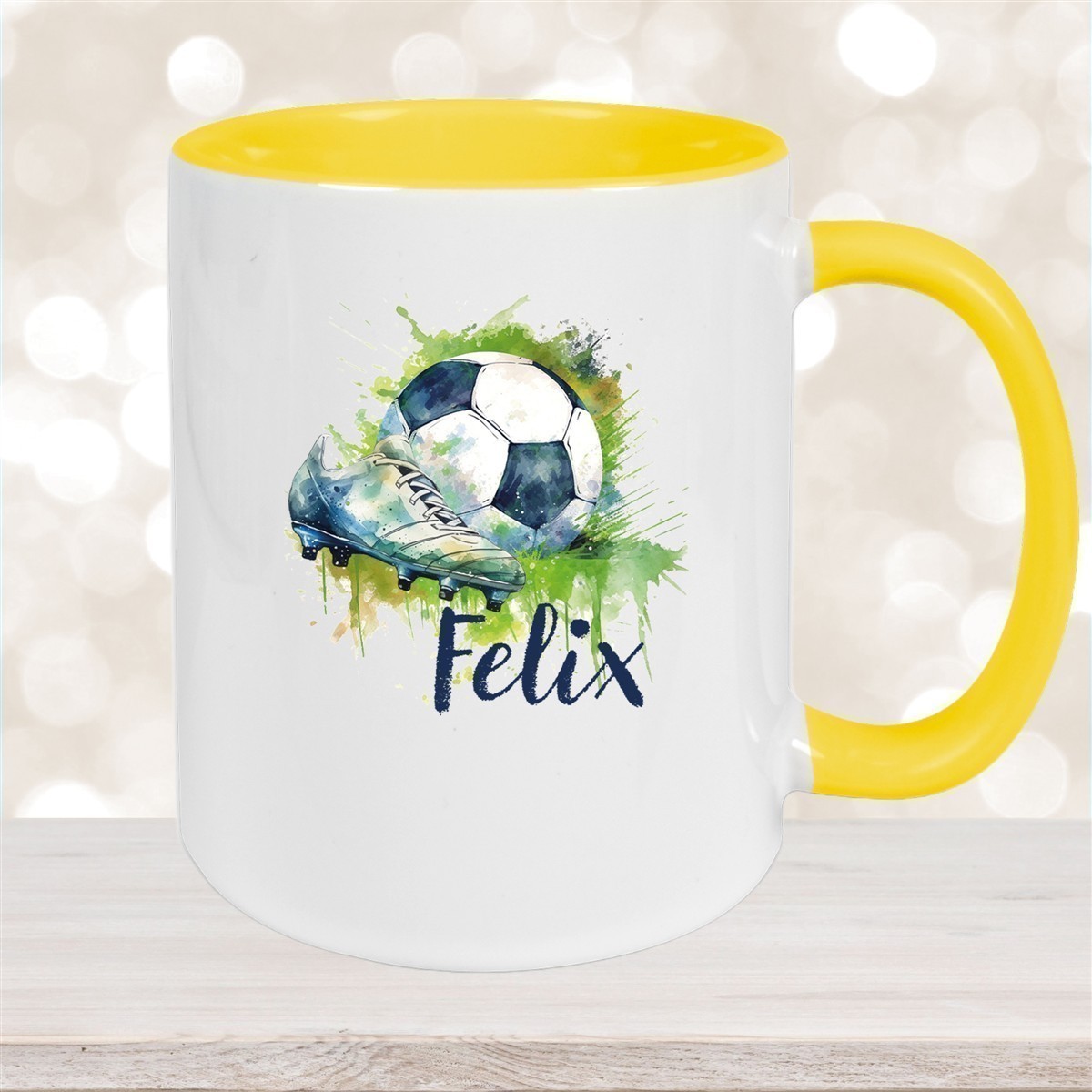 Tasse Fußball #4 Wunschname Keramik Kinderbecher personalisiert versch. Farben