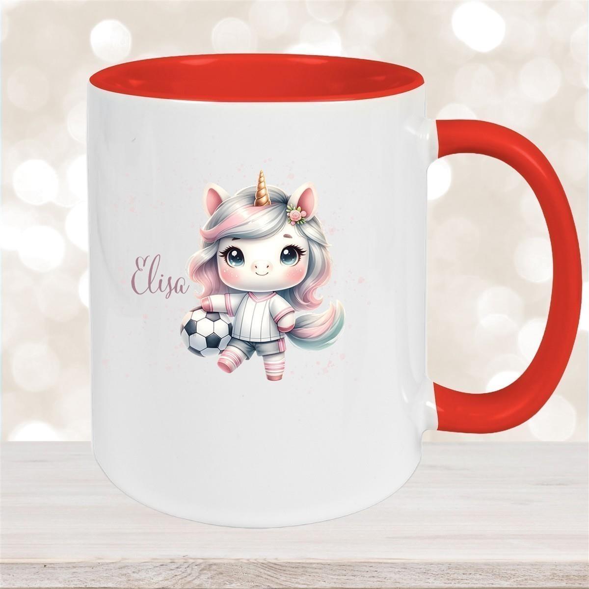 Tasse Fußball 10 Wunschname Keramik Kinderbecher personalisiert versch. Farben