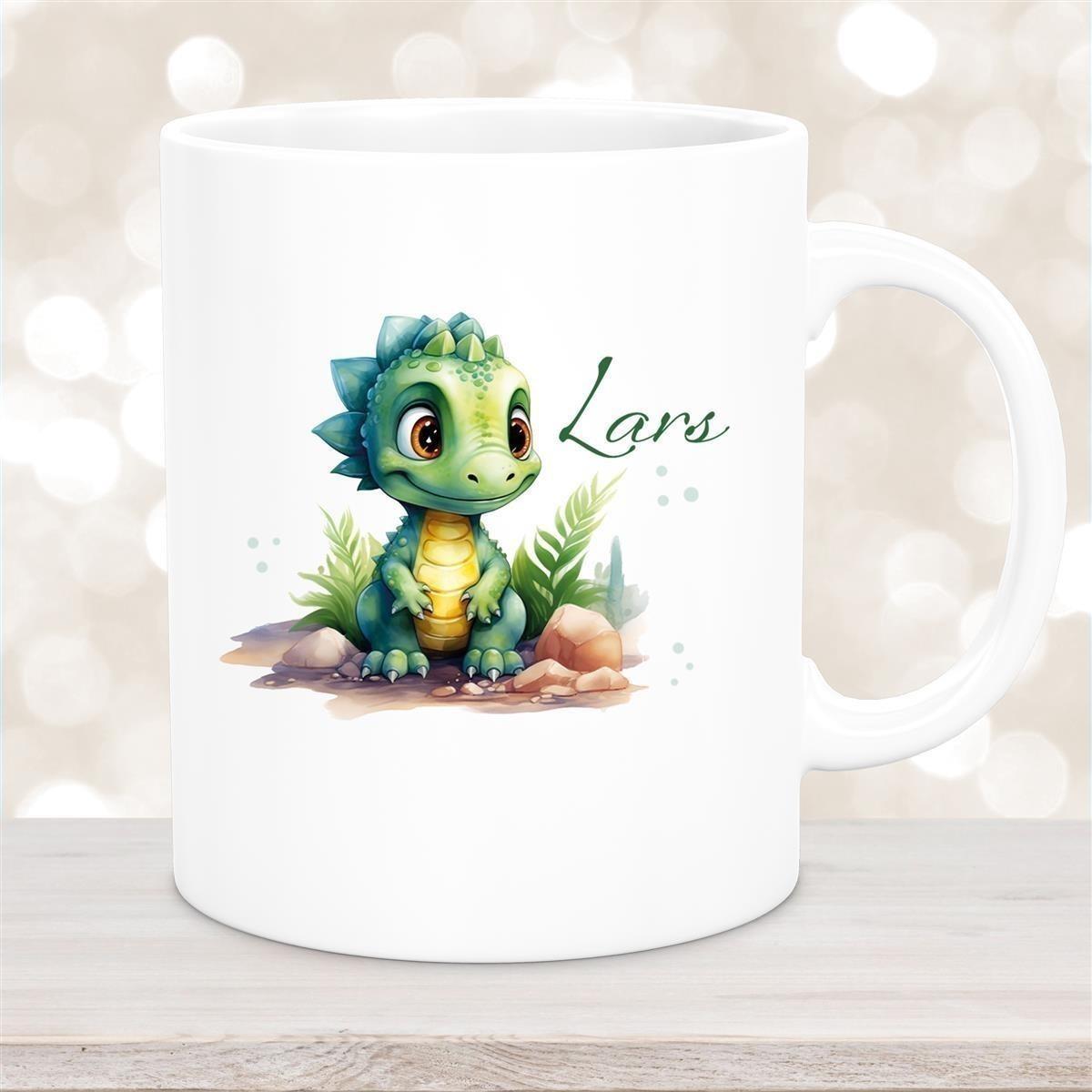 Tasse Dino 17 Wunschname Keramik Kinderbecher Personalisiert versch. Farben