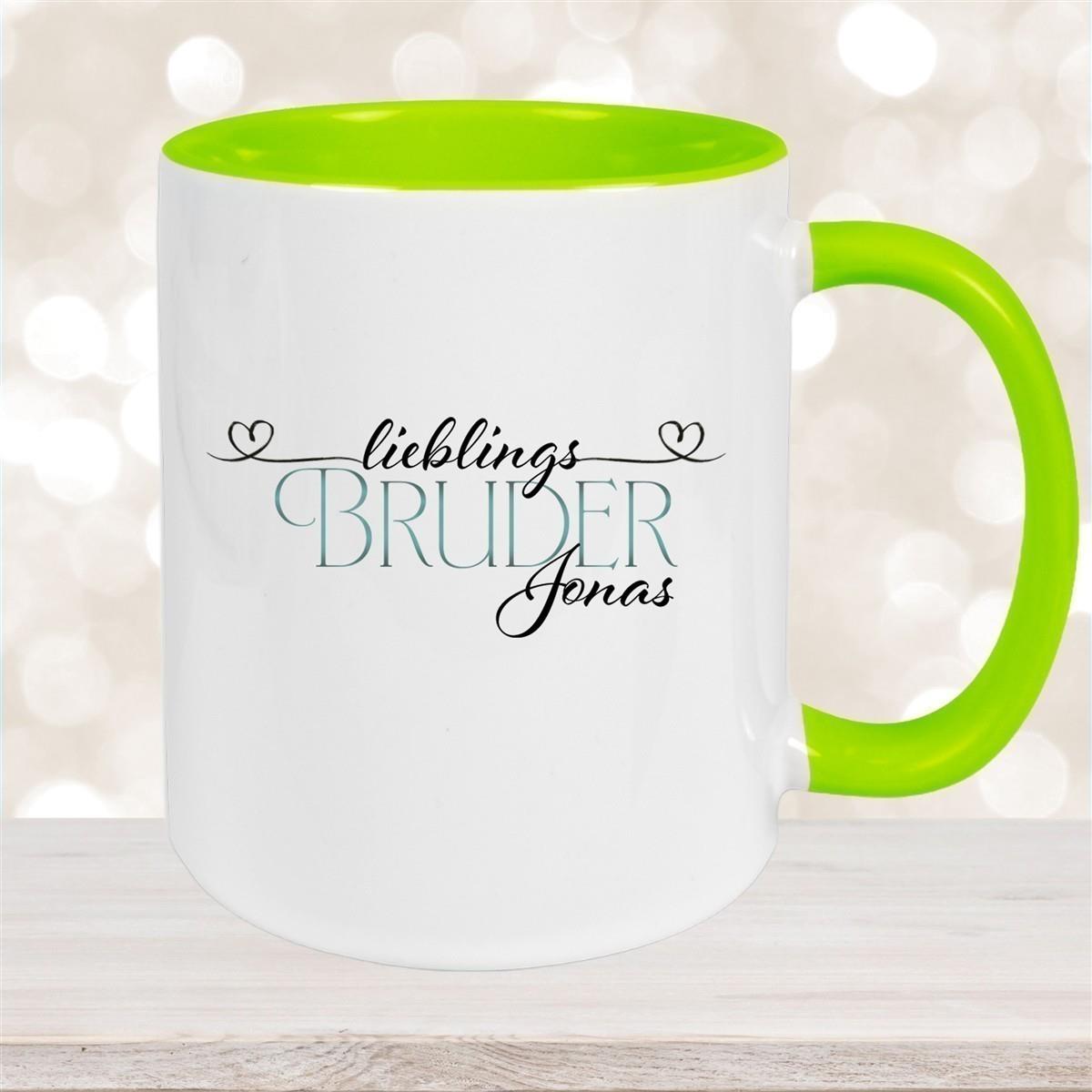 Tasse Wunschname Lieblings-Bruder 1 personalisiert Keramik Becher versch. Farben