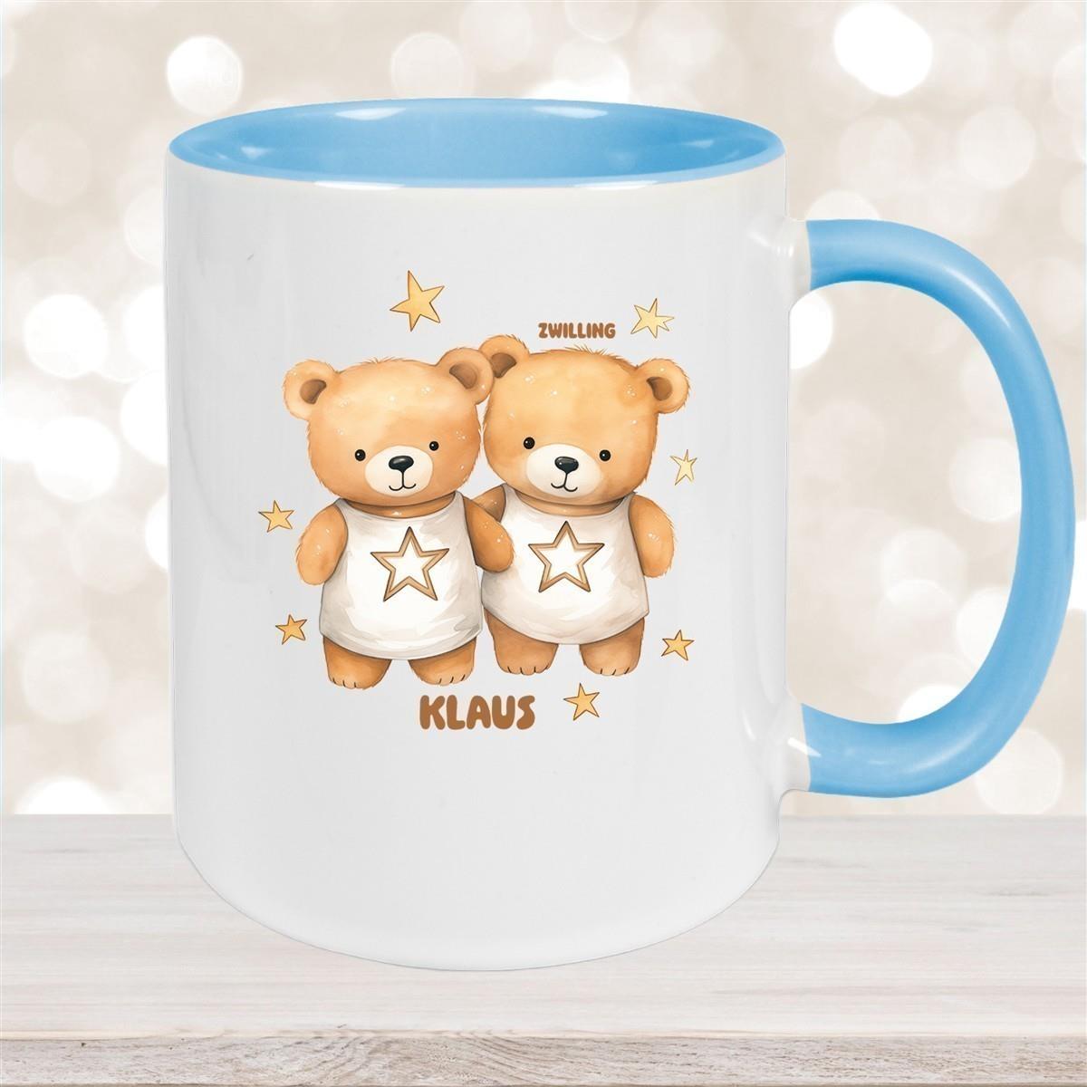 Tasse Sternzeichen Kinder Zwilling 1 Wunschname Keramik Kinderbecher personalisiert versch. Farben