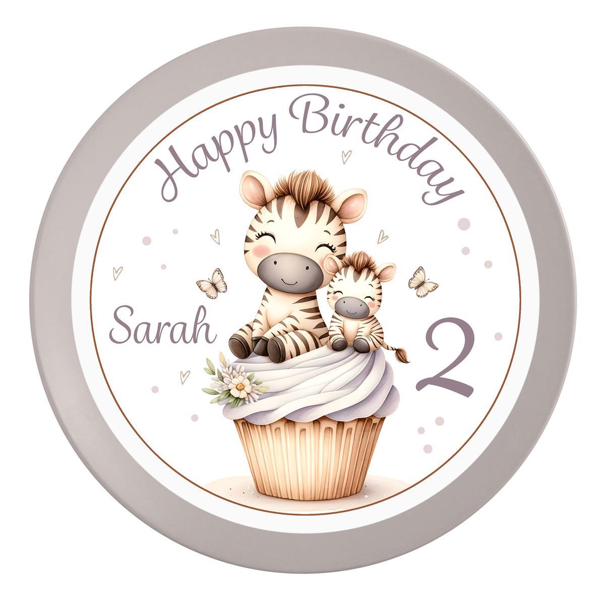 Tortenaufleger Geburtstag Zebras 1 Name & Zahl (20cm)