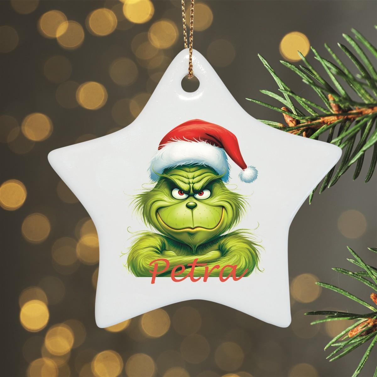 Weihnachtsanhänger personalisiert Grinch 2 Name Motiv Anhänger Keramik, Weihnachtsschmuck, Weihnachtskugel, Christbaumschmuck versch. Formen