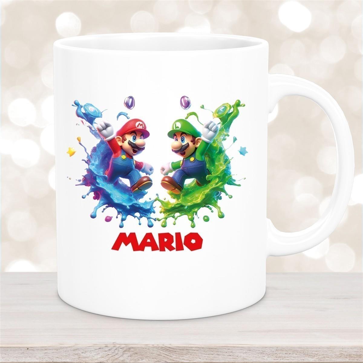 Tasse Wunschname Super-Mario 7 Keramik Kinderbecher personalisiert versch. Farben