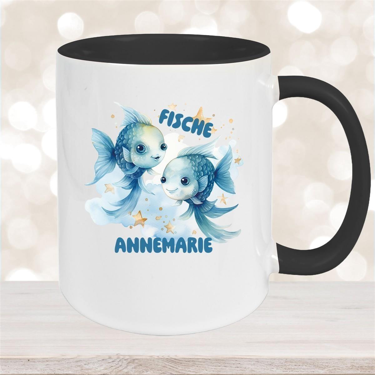 Tasse Sternzeichen Kinder Fische 1 Wunschname Keramik Kinderbecher personalisiert versch. Farben