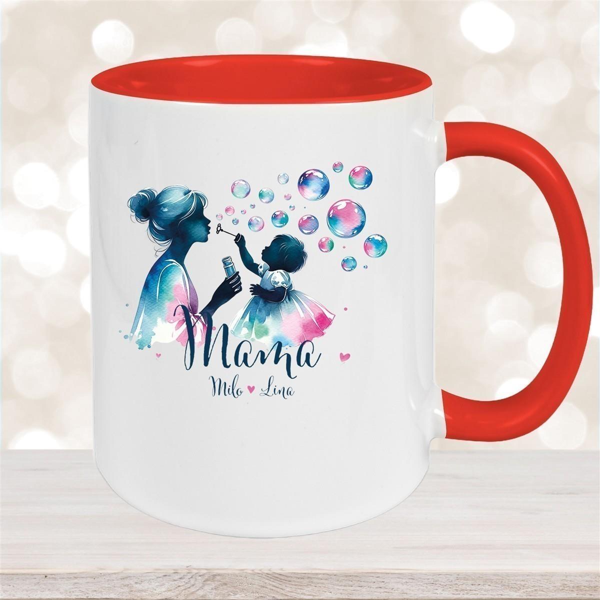 Tasse Muttertag 10 Wunschnamen Keramik Personalisiert versch. Farben