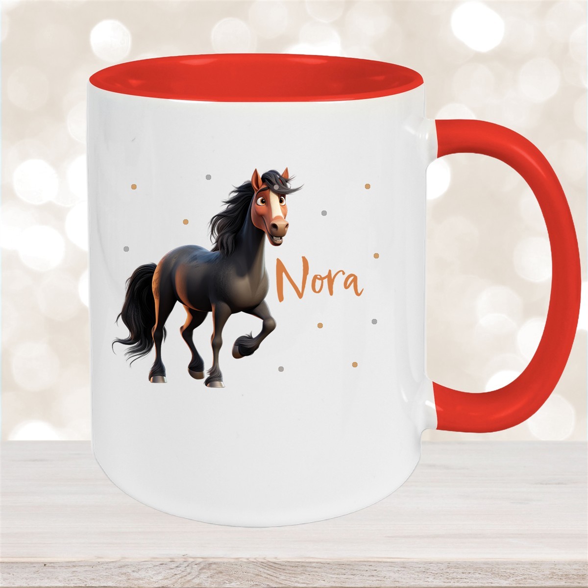 Tasse Pferd #2 Wunschname Keramik Kinderbecher personalisiert Rot