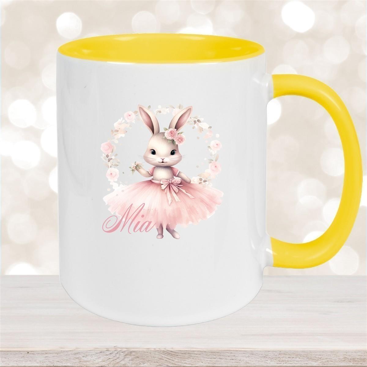 Tasse Ballerina 5 Wunschname Keramik Kinderbecher personalisiert versch. Farben