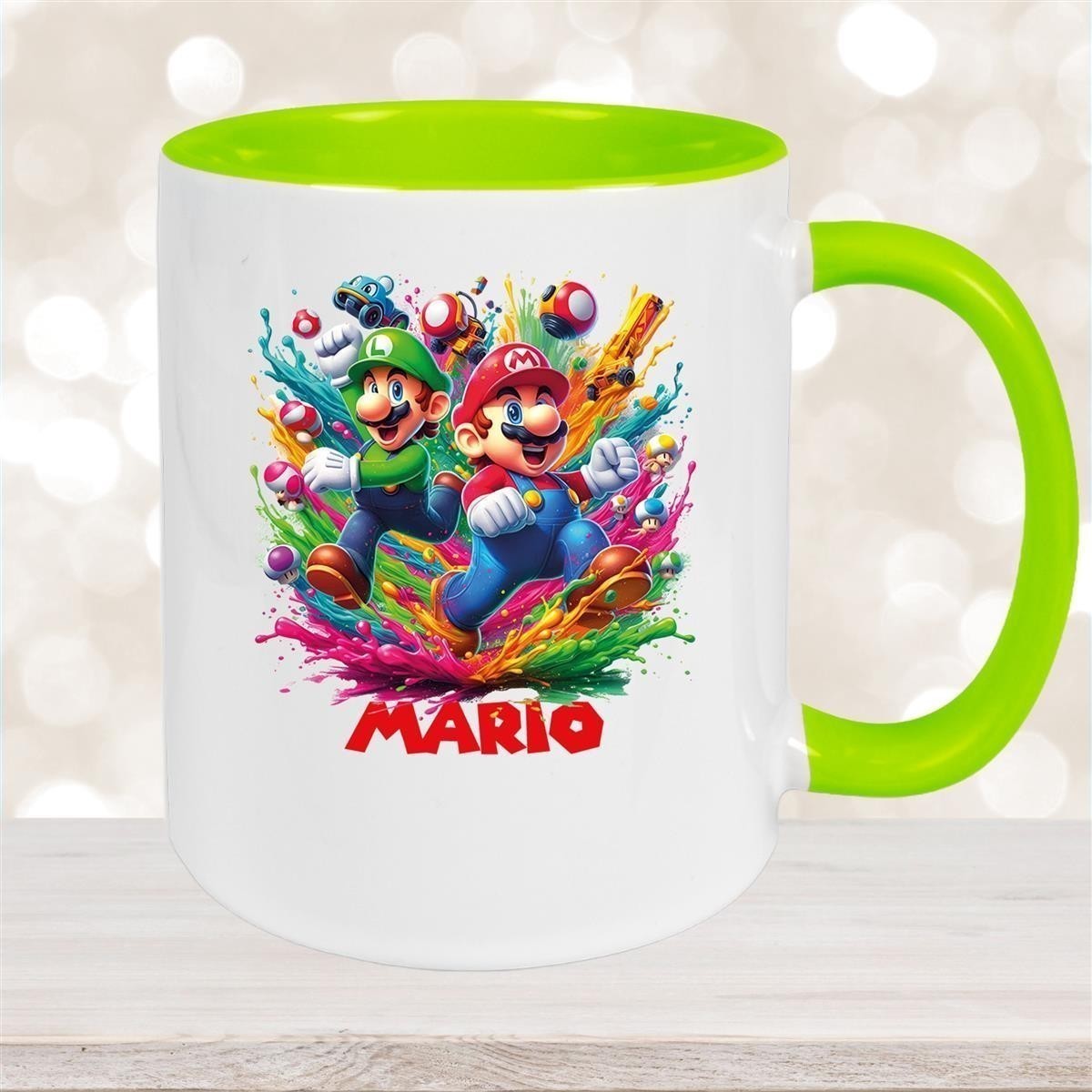 Tasse Wunschname Super-Mario #6 Keramik Kinderbecher personalisiert versch. Farben