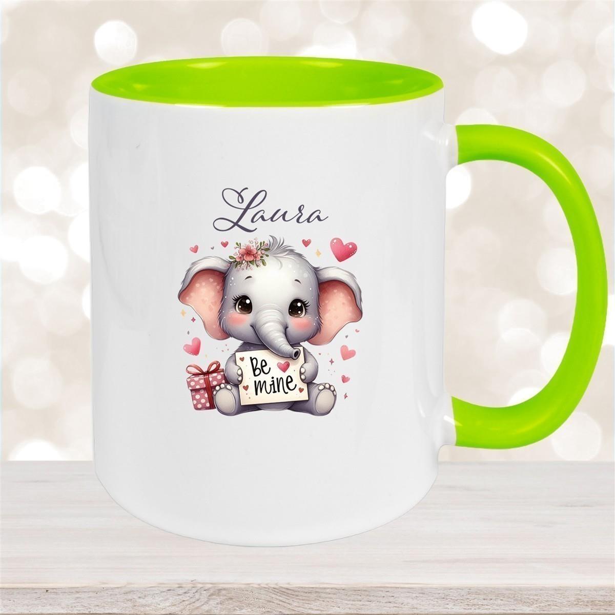 Tasse Liebe - Elefant Valentinstag Wunschnamen Keramik personalisiert versch. Farben