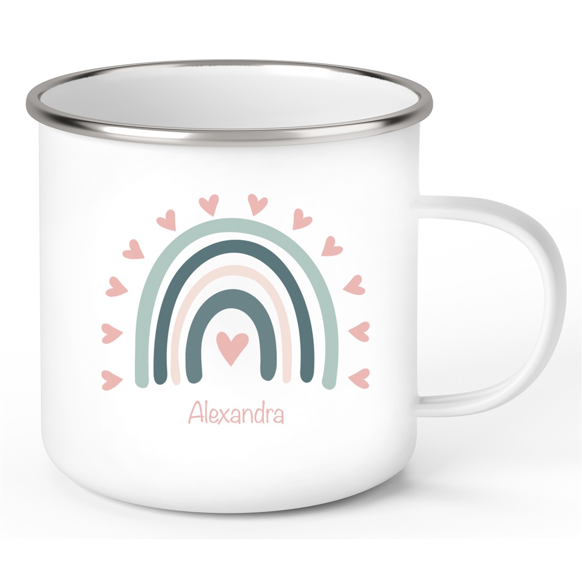 Tasse Wunschname Regenbogen 4 Emaille Kinderbecher