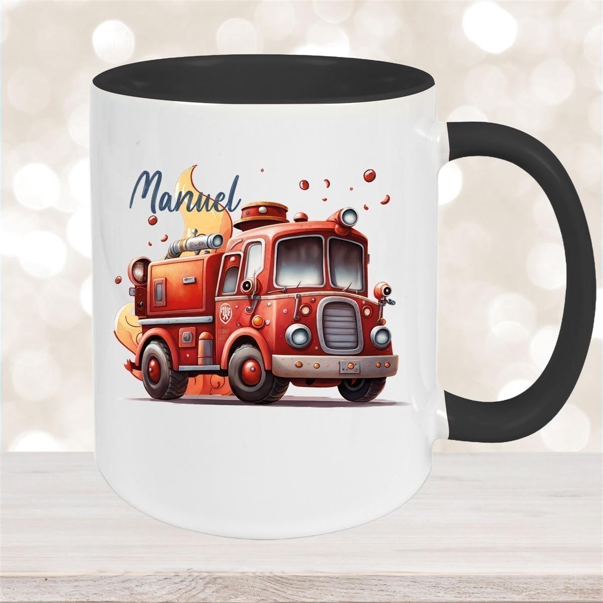 Tasse Wunschname Feuerwehr 1 Keramik Kinderbecher versch. Farben