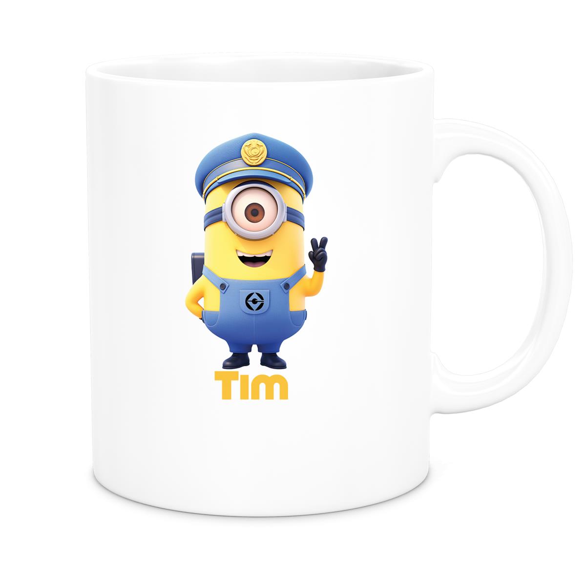 Tasse Minions Kinder Minion 5 Polizei Wunschname Keramik Kinderbecher personalisiert versch. Farben