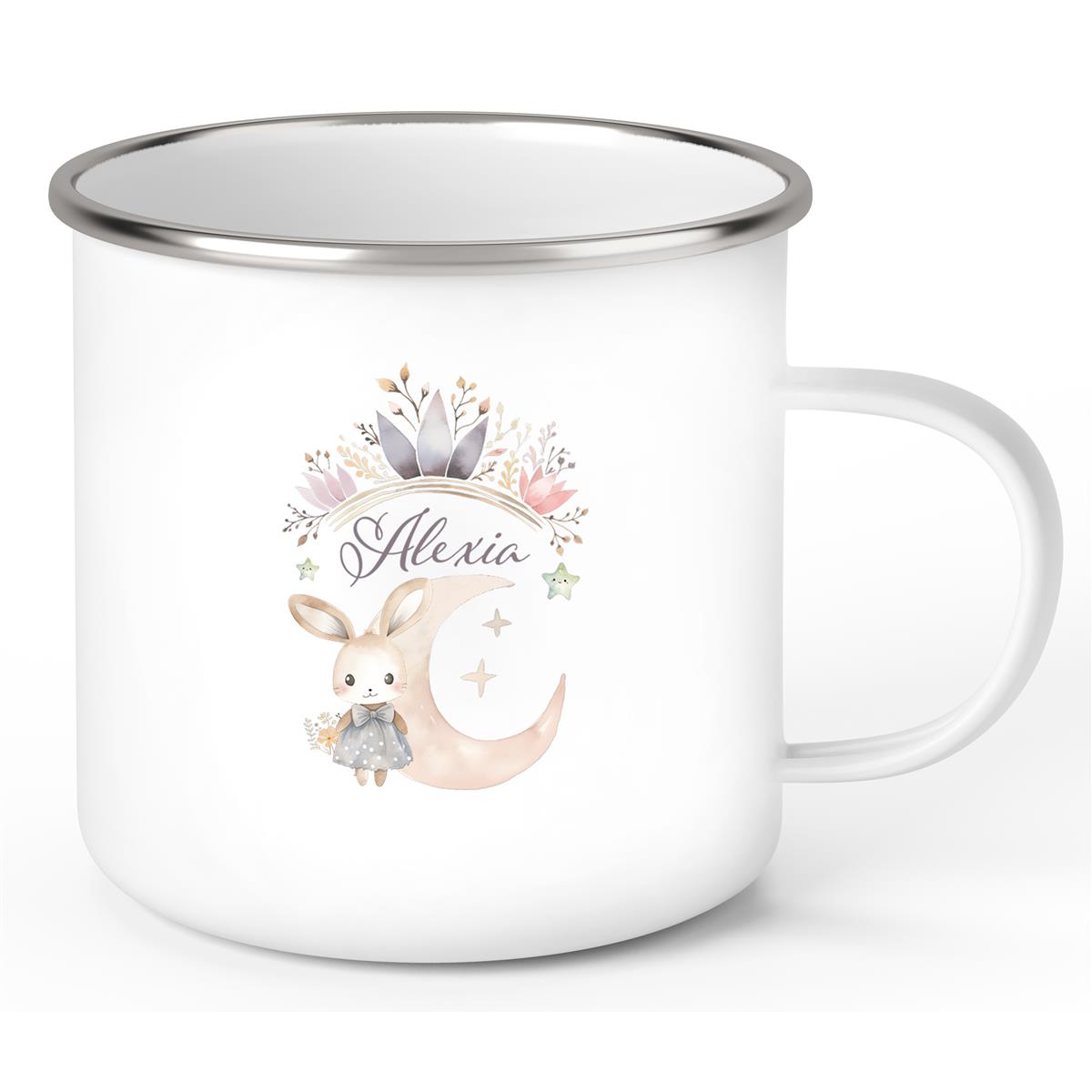 Tasse Hase Wunschname Emaille Kinderbecher Personalisiert