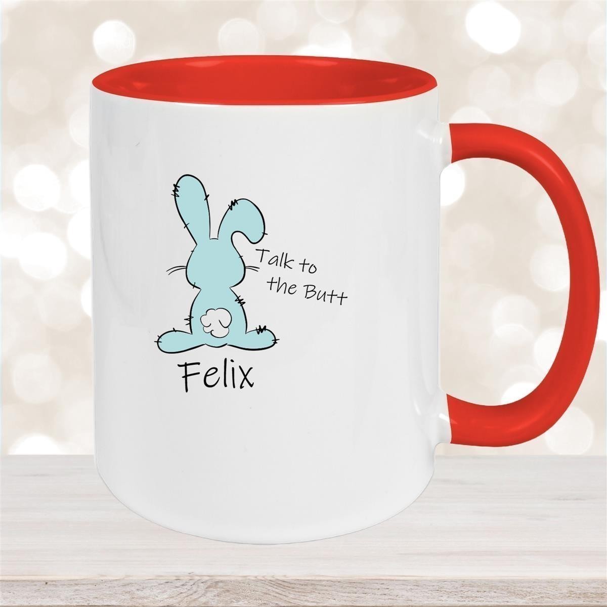 Tasse Ostern - Hase Talk to the Butt #2 Wunschnamen Keramik personalisiert versch. Farben
