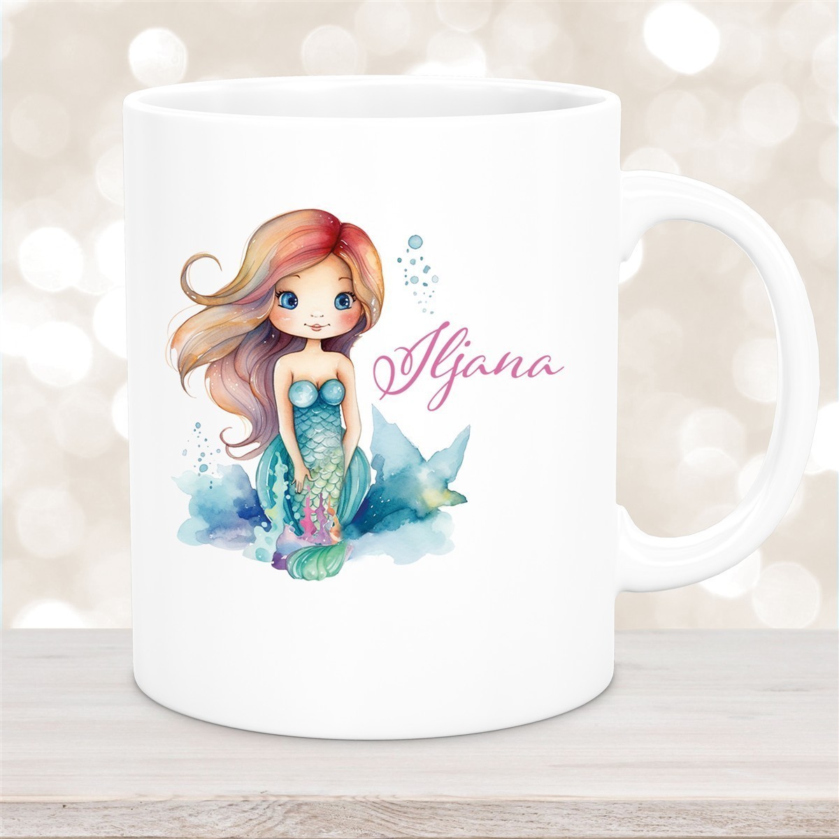 Tasse Wunschname Meerjungfrau #2 Keramik Kinderbecher versch. Farben
