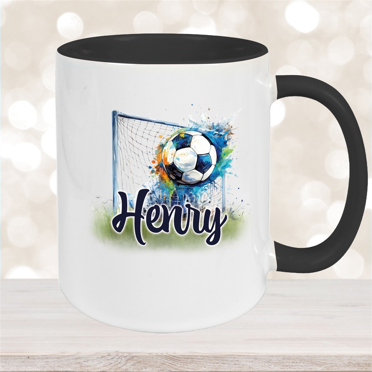 Tasse Wunschname Fußball #13 Personalisiert Keramik Kinderbecher versch. Farben