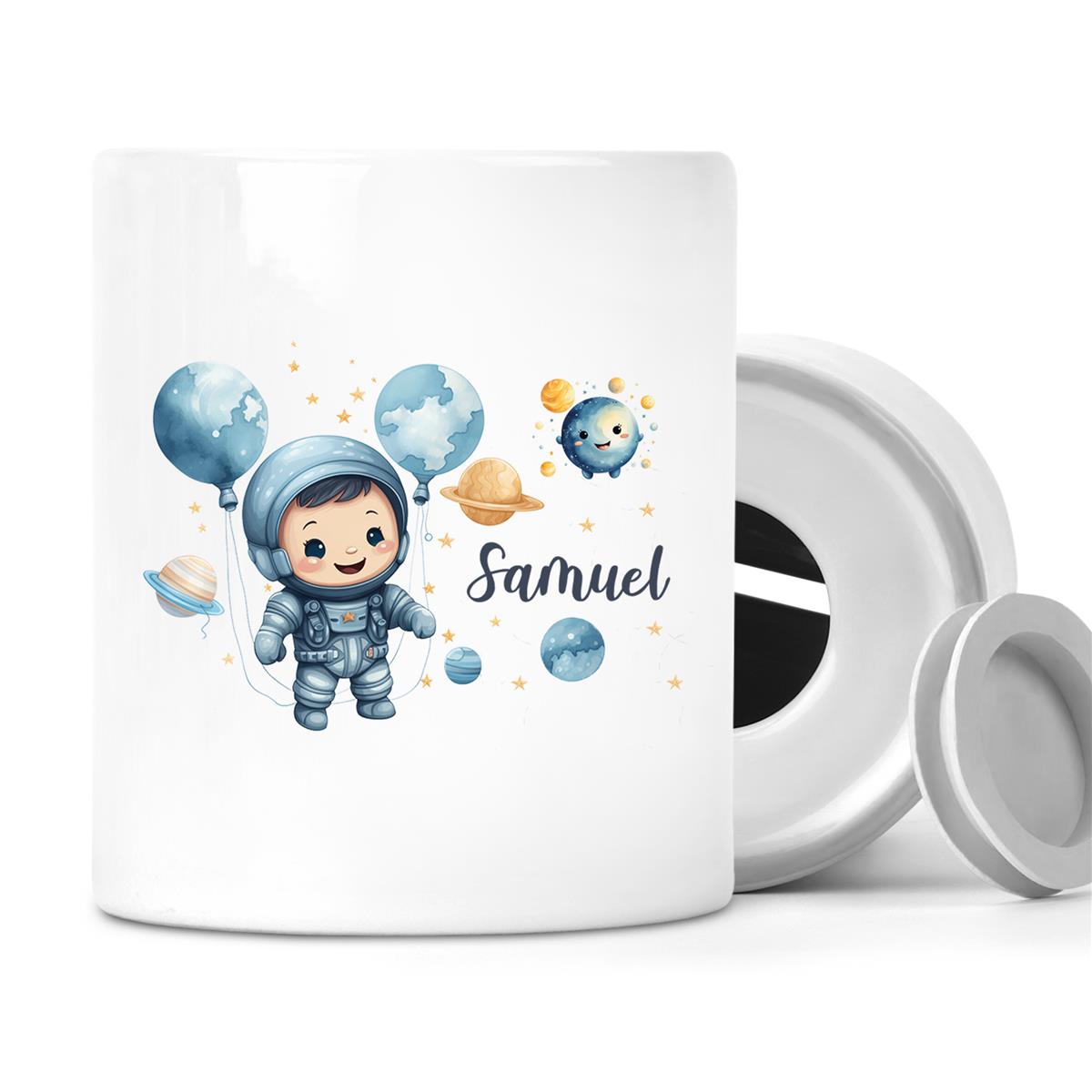Spardose mit Wunschname Astronaut 1 personalisiert