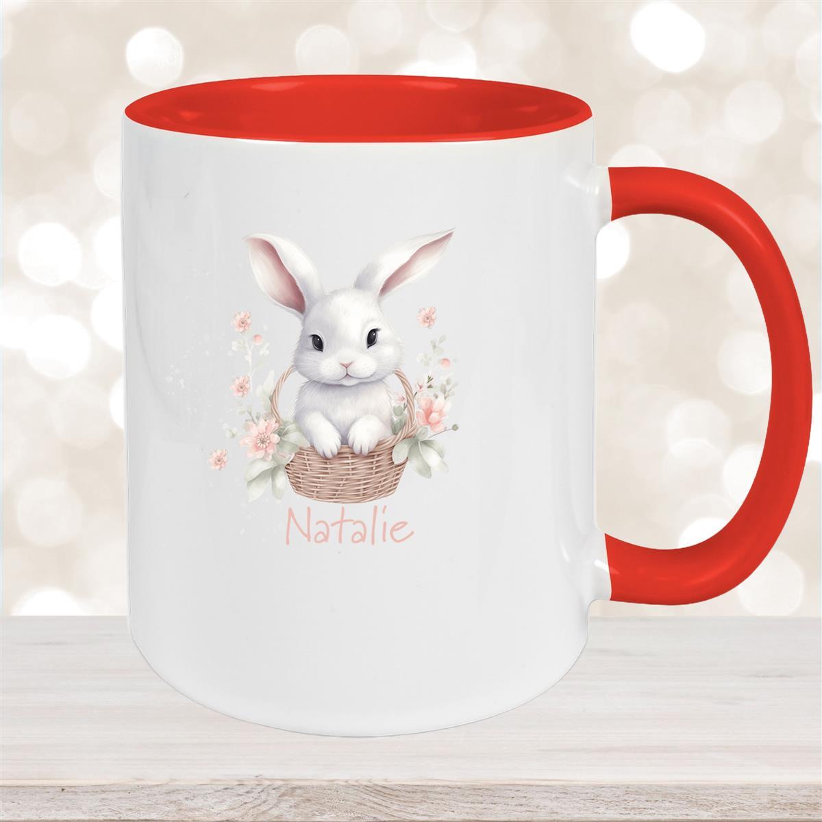 Tasse Hase #1 Wunschnamen Keramik personalisiert Rot