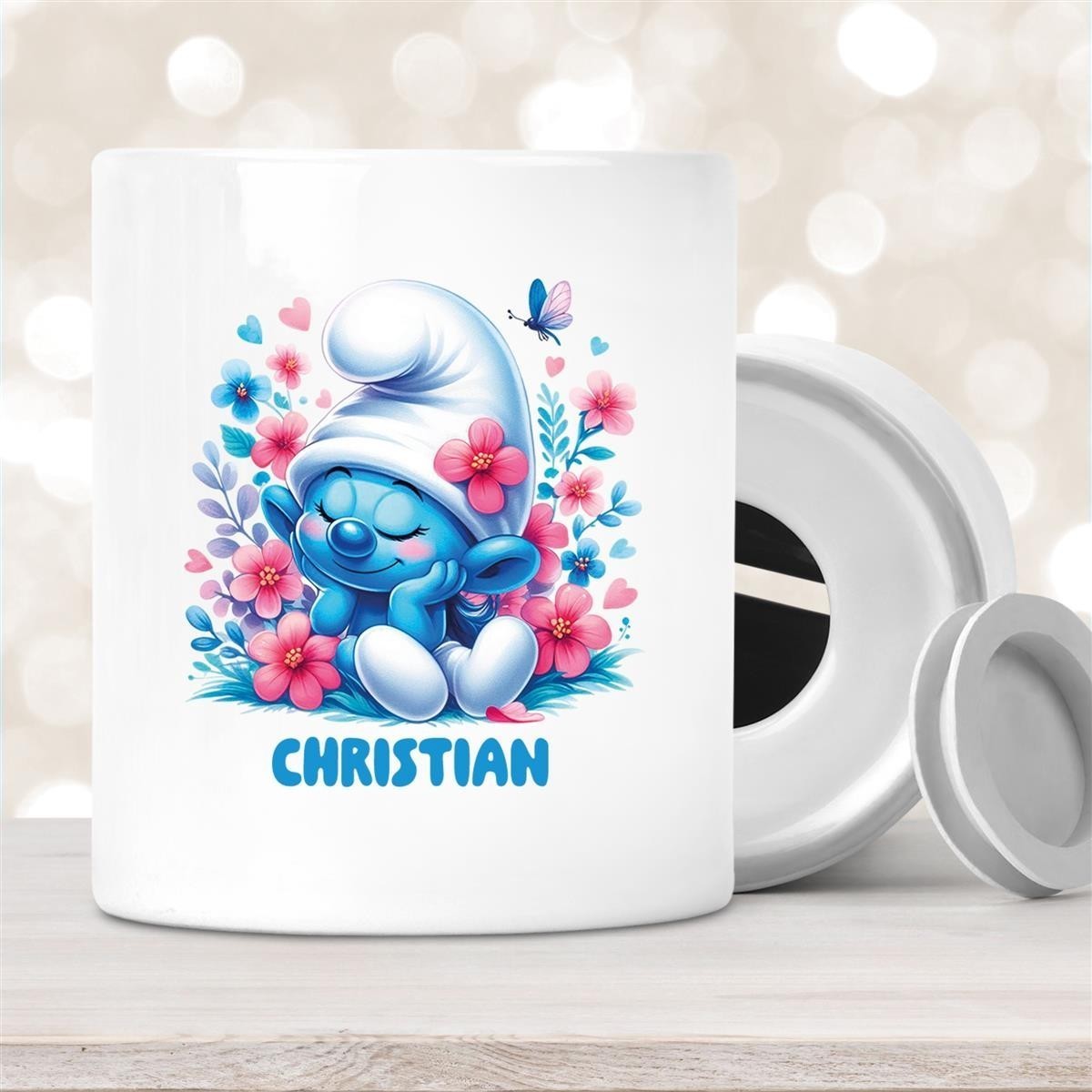 Spardose Schlumpf #1 Wunschname personalisiert Spardose Schlumpf #1 Wunschname personalisiert